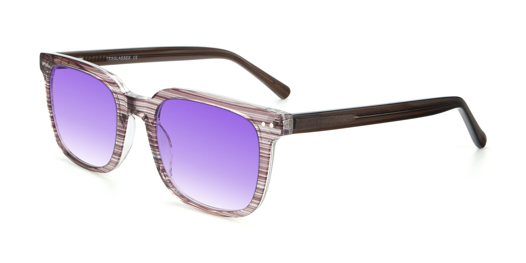 Angle of 17457 in Stripe Brown with Purple Gradient Lenses