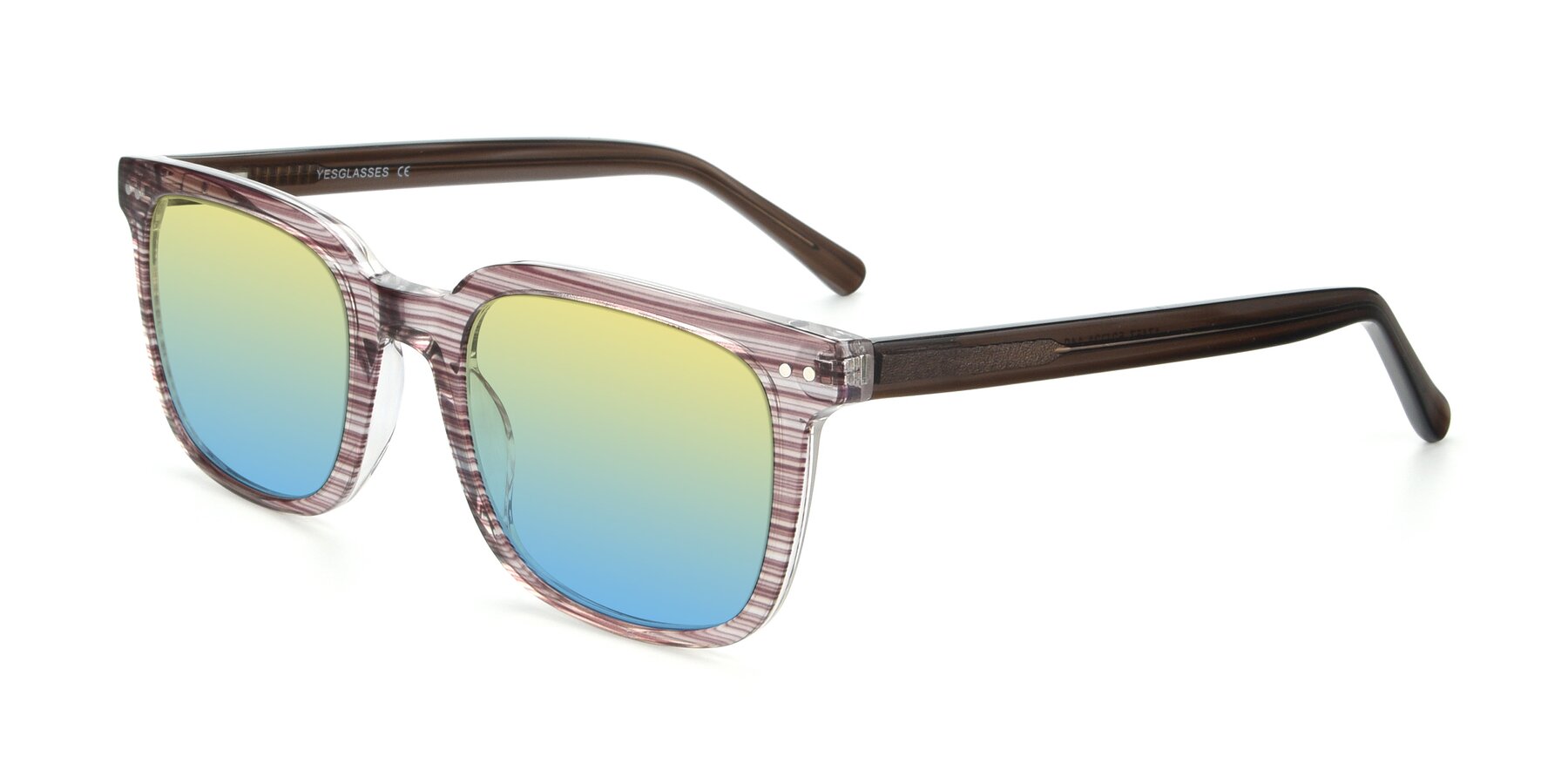 Angle of 17457 in Stripe Brown with Yellow / Blue Gradient Lenses