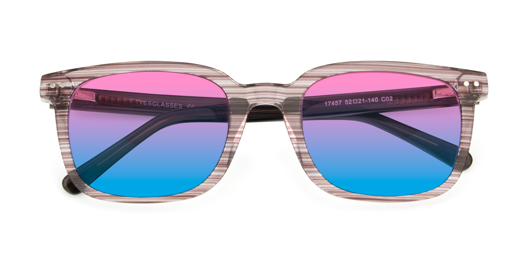 Folded Front of 17457 in Stripe Brown with Pink / Blue Gradient Lenses