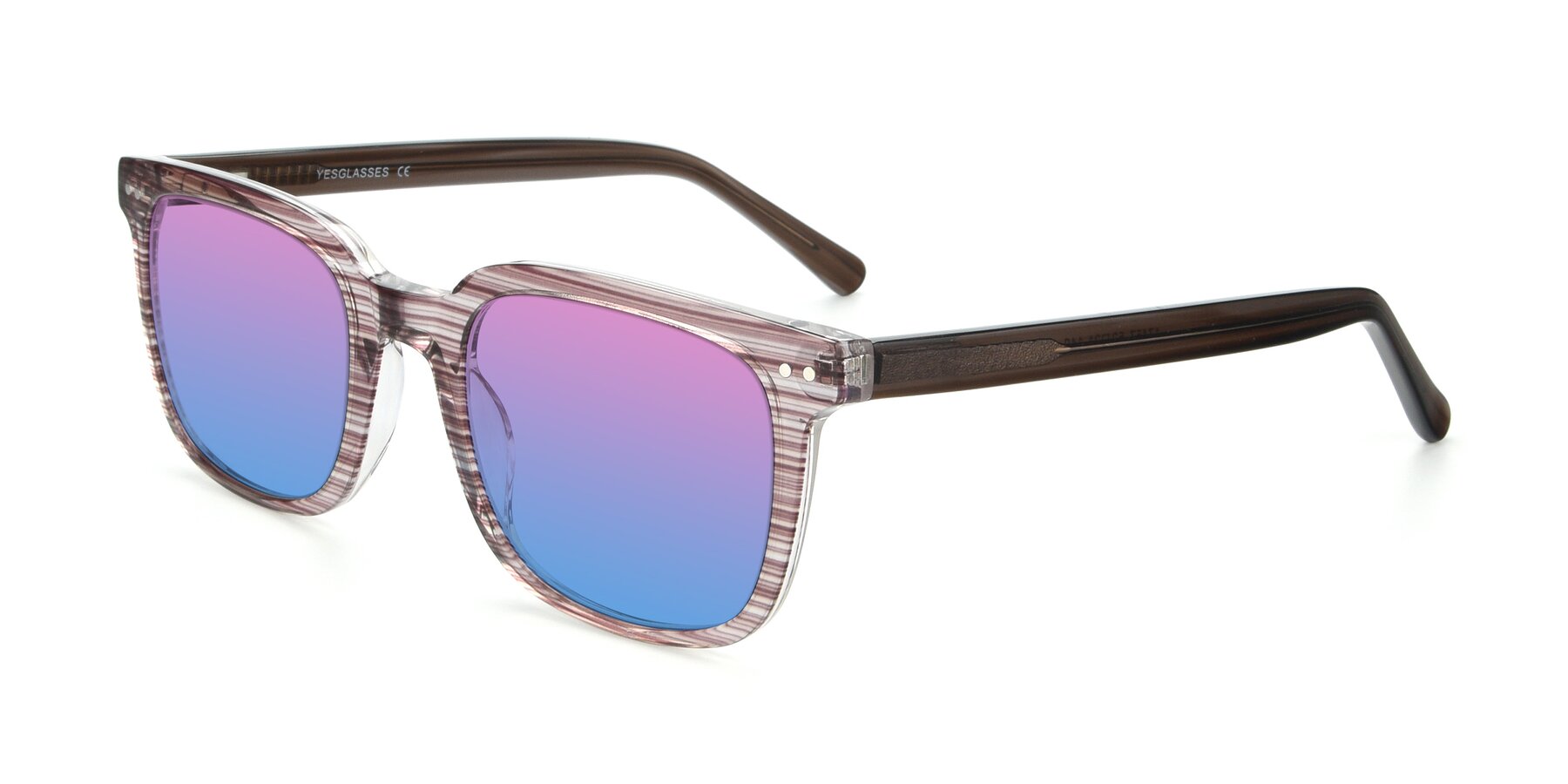 Angle of 17457 in Stripe Brown with Pink / Blue Gradient Lenses