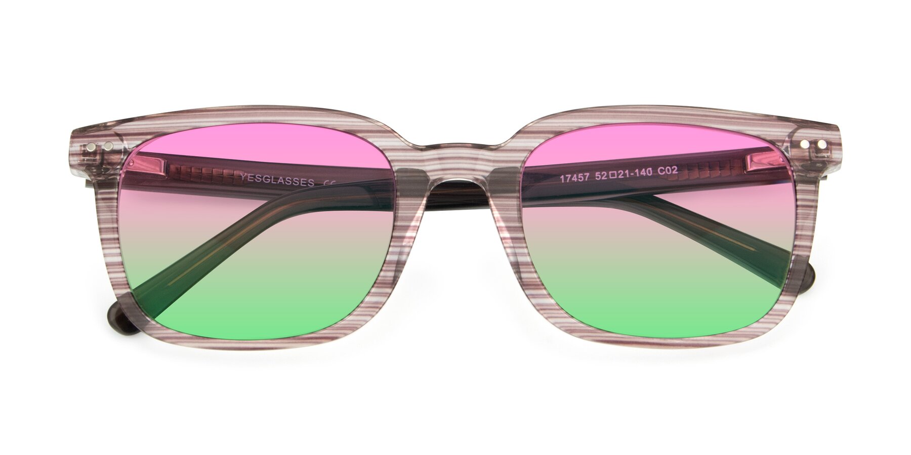 Folded Front of 17457 in Stripe Brown with Pink / Green Gradient Lenses