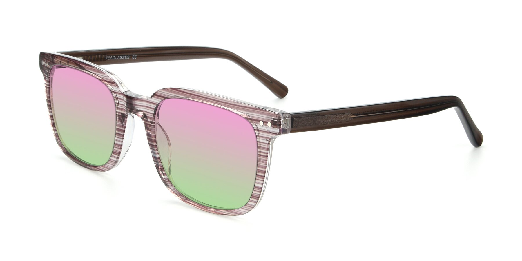 Angle of 17457 in Stripe Brown with Pink / Green Gradient Lenses
