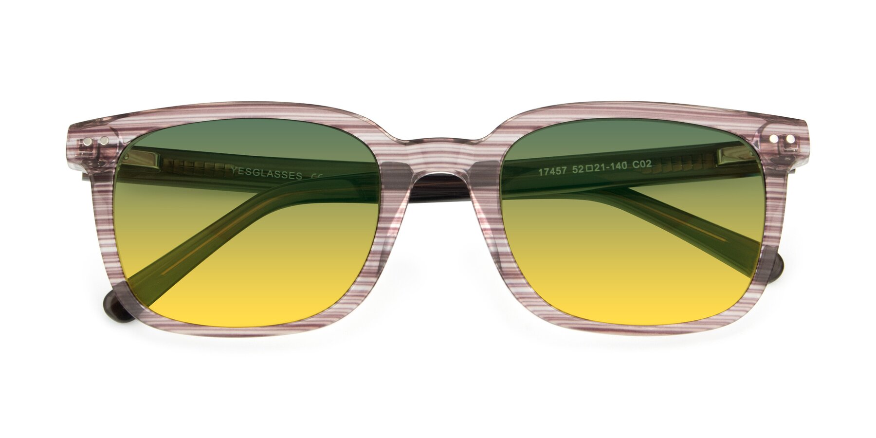 Folded Front of 17457 in Stripe Brown with Green / Yellow Gradient Lenses