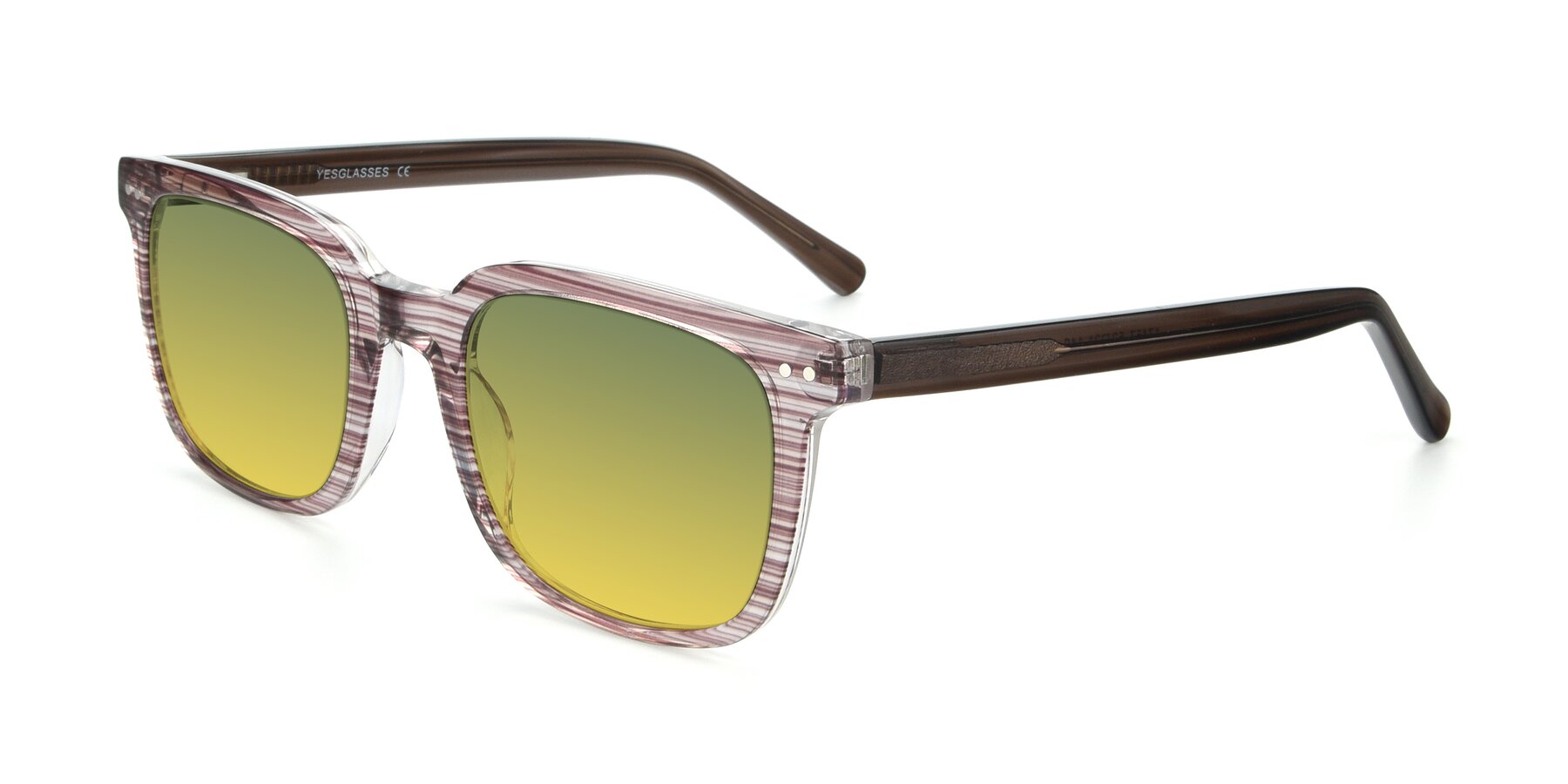 Angle of 17457 in Stripe Brown with Green / Yellow Gradient Lenses