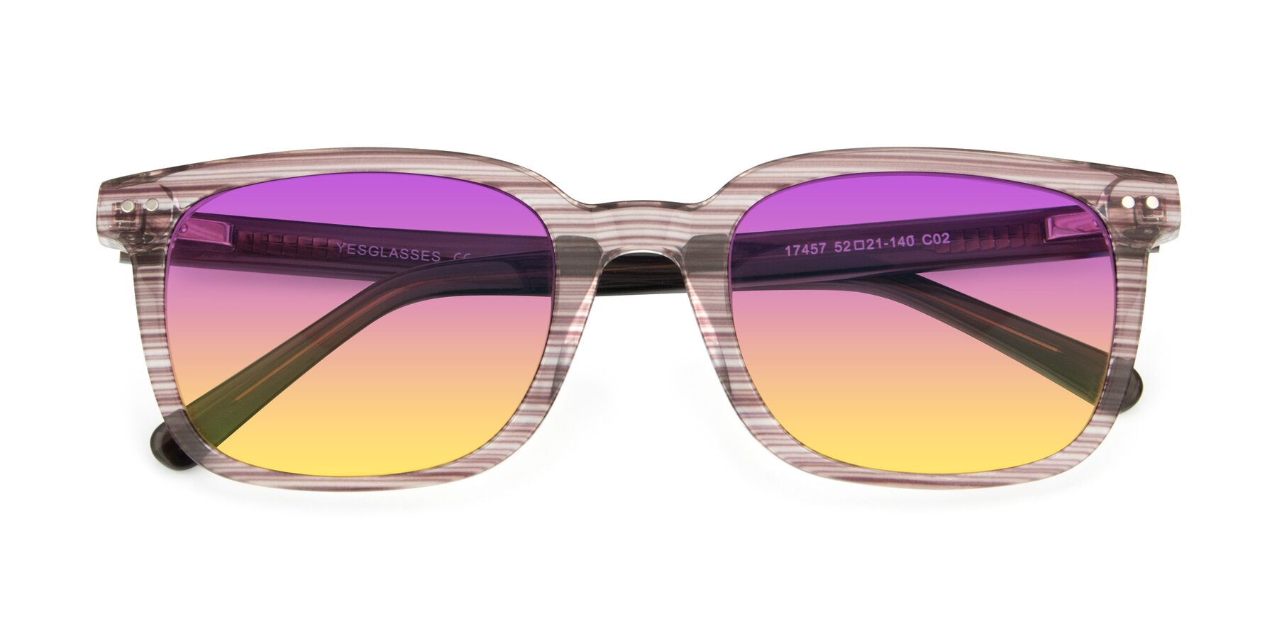 Folded Front of 17457 in Stripe Brown with Purple / Yellow Gradient Lenses