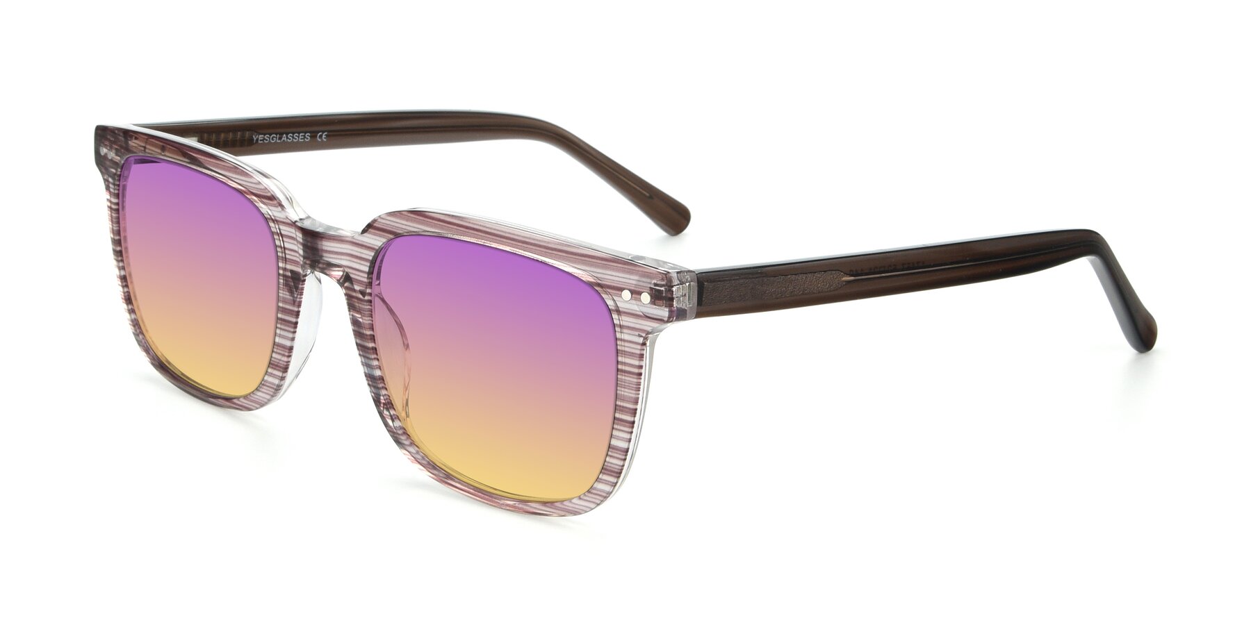 Angle of 17457 in Stripe Brown with Purple / Yellow Gradient Lenses