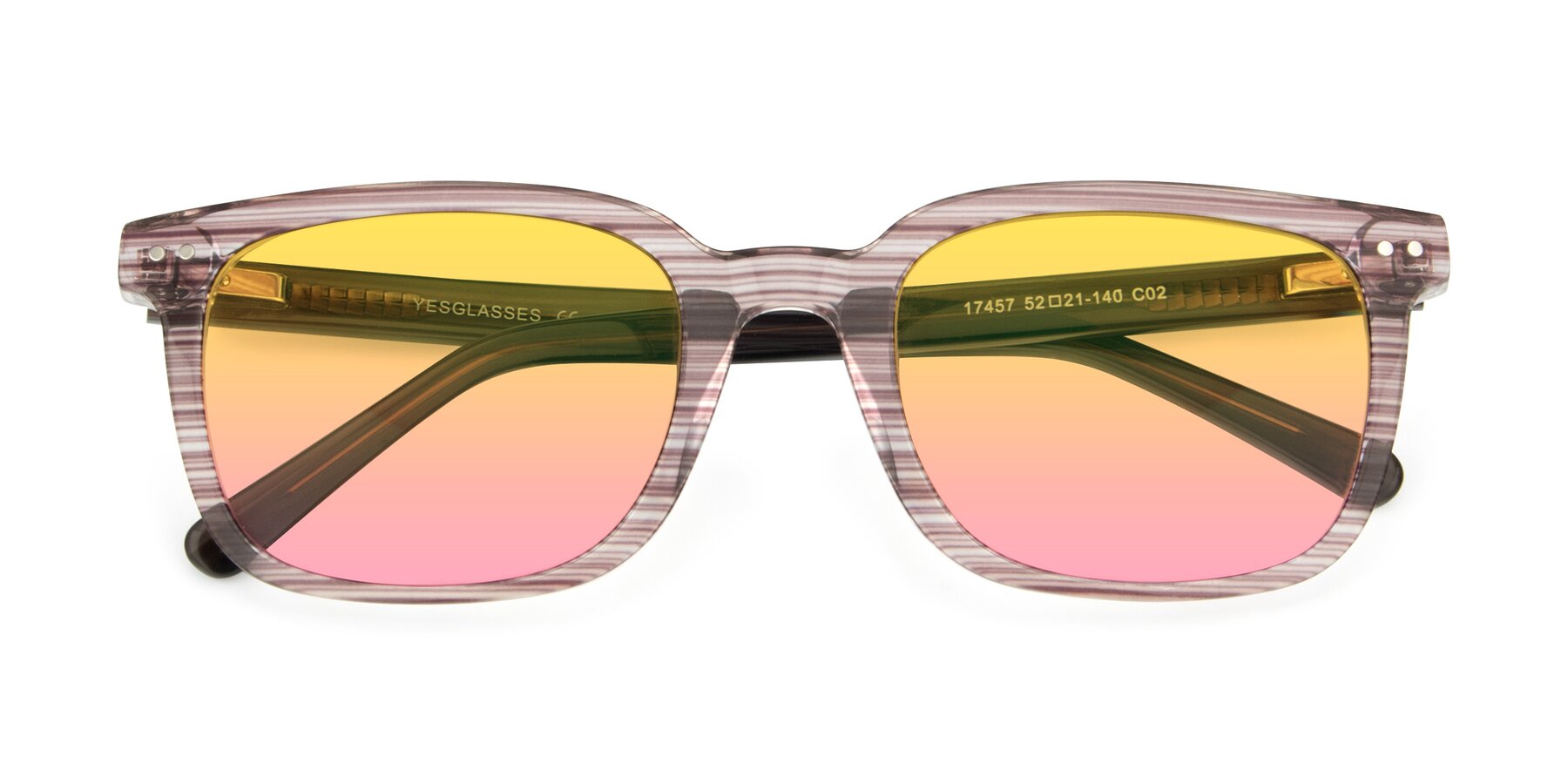 Folded Front of 17457 in Stripe Brown with Yellow / Pink Gradient Lenses