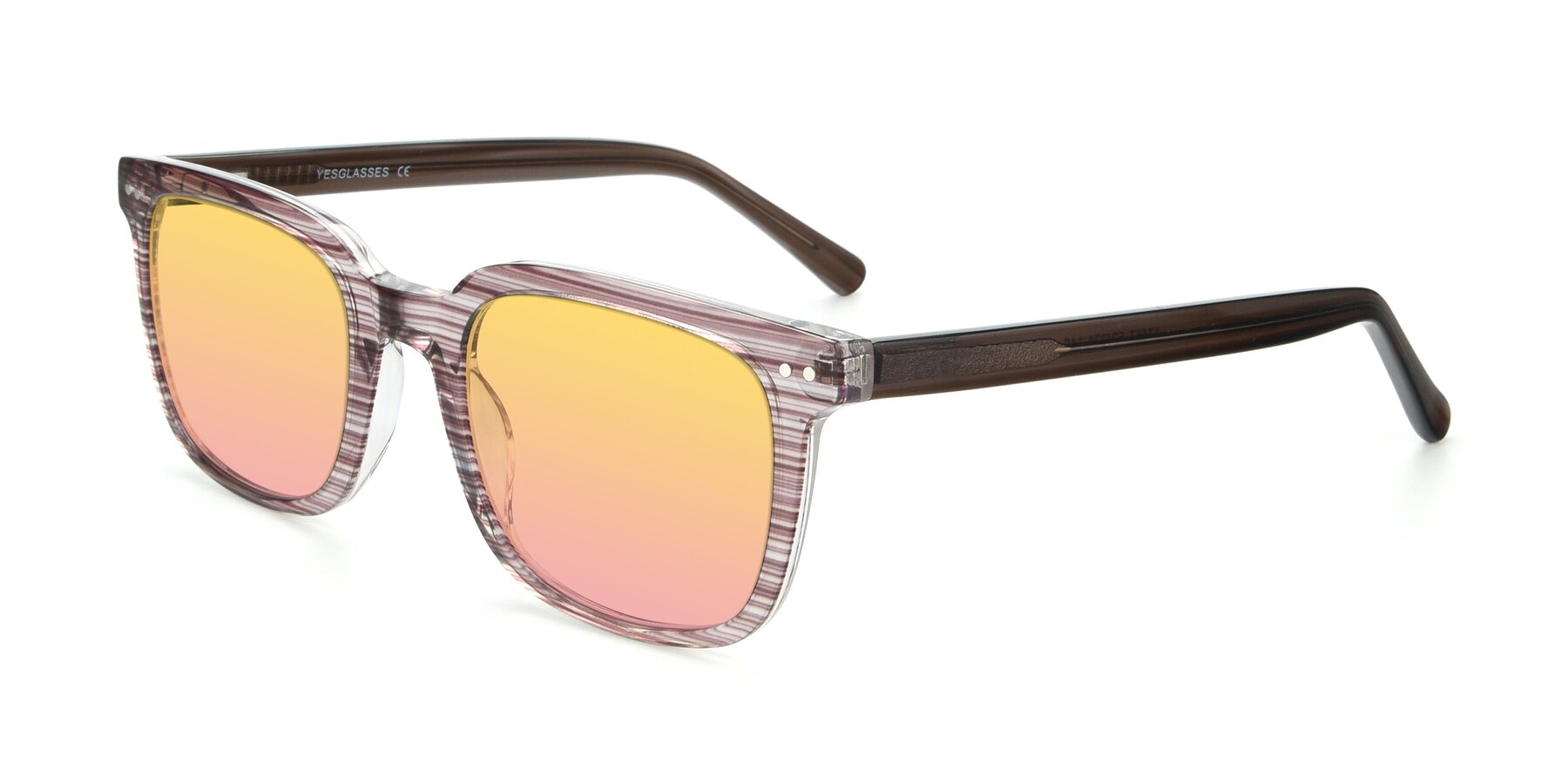 Angle of 17457 in Stripe Brown with Yellow / Pink Gradient Lenses