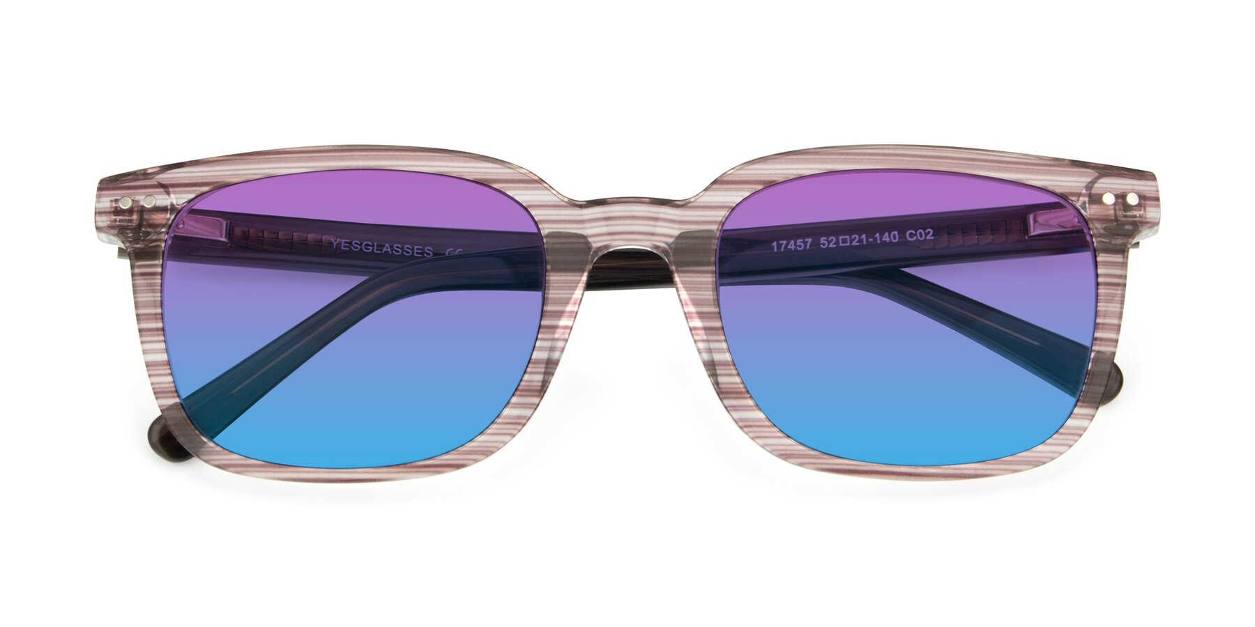 Folded Front of 17457 in Stripe Brown with Purple / Blue Gradient Lenses