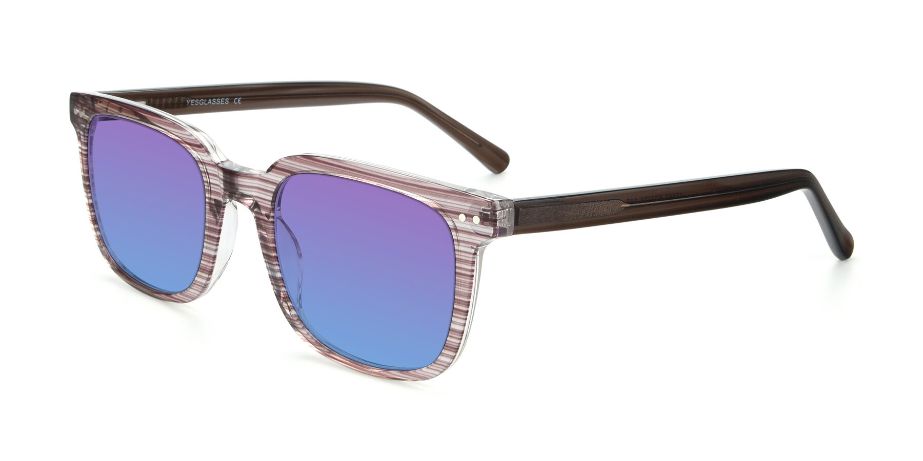 Angle of 17457 in Stripe Brown with Purple / Blue Gradient Lenses
