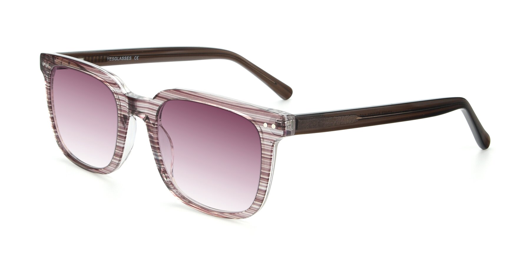 Angle of 17457 in Stripe Brown with Wine Gradient Lenses