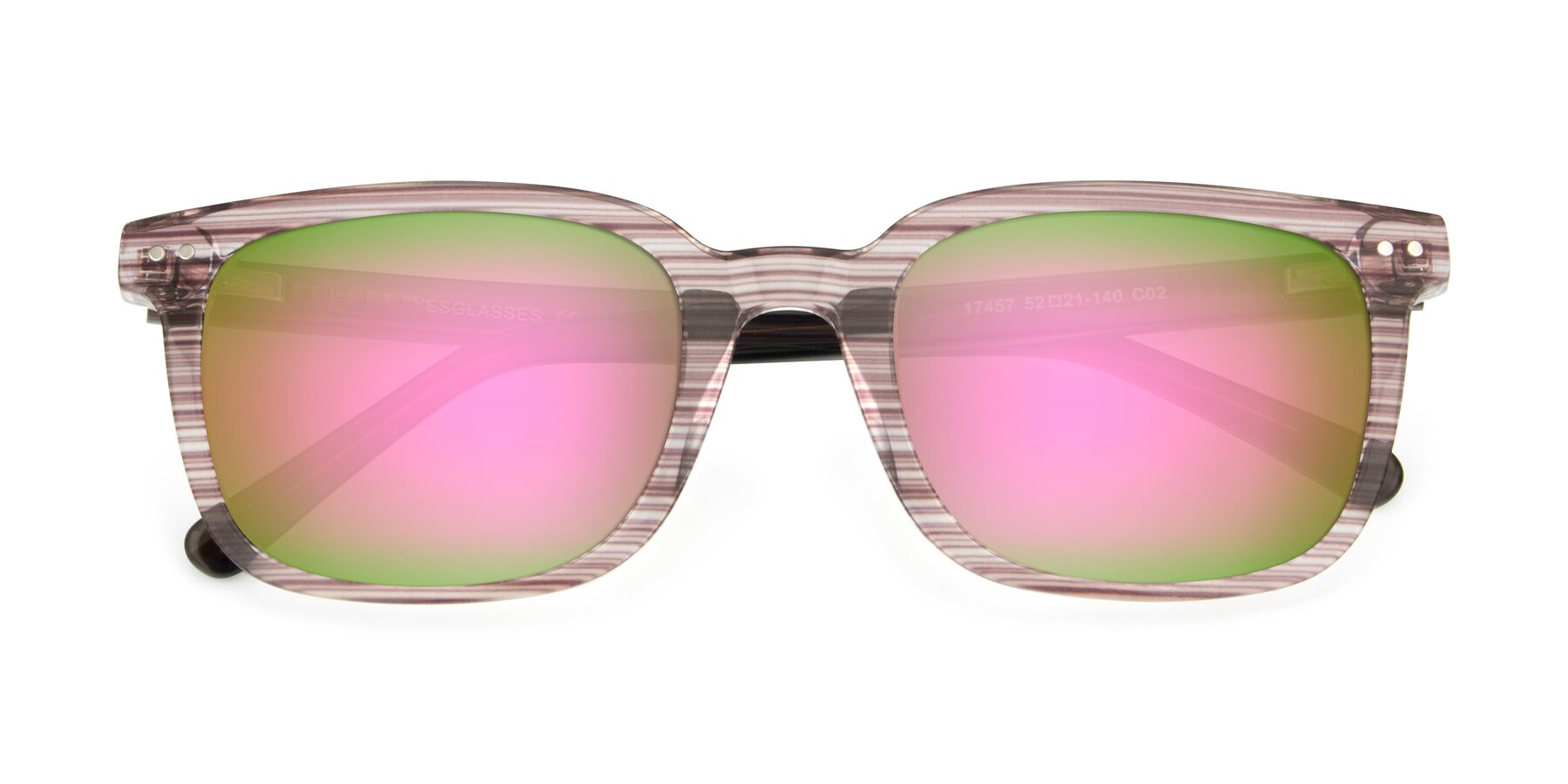 Folded Front of 17457 in Stripe Brown with Pink Mirrored Lenses