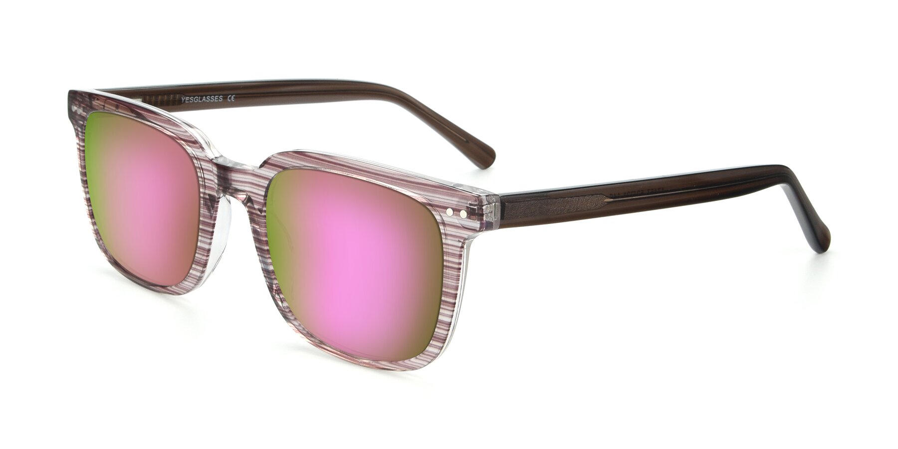 Angle of 17457 in Stripe Brown with Pink Mirrored Lenses