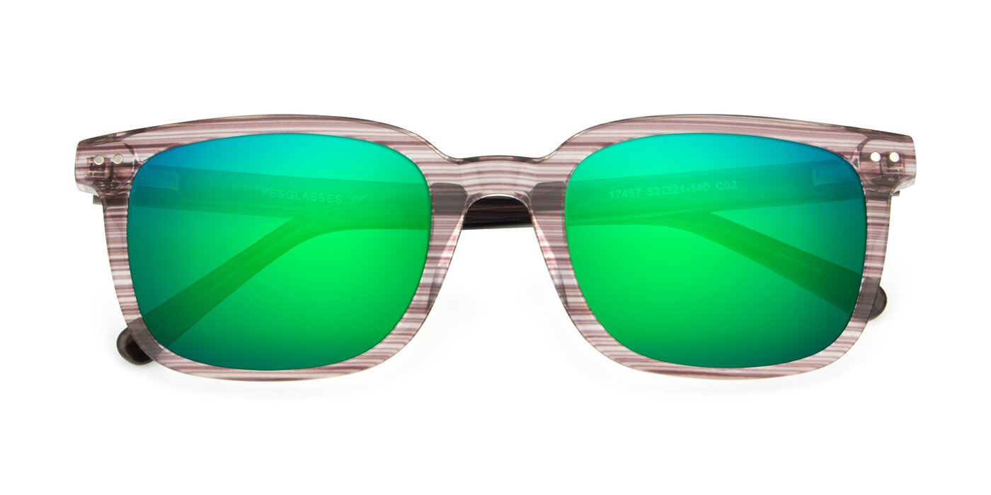 17457 - Stripe Brown Flash Mirrored Sunglasses