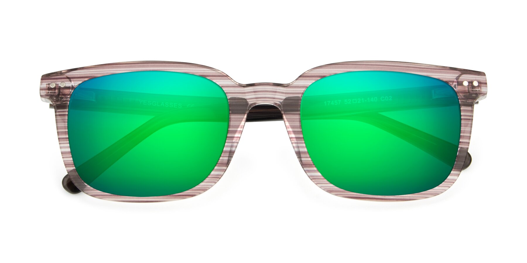 Folded Front of 17457 in Stripe Brown with Green Mirrored Lenses