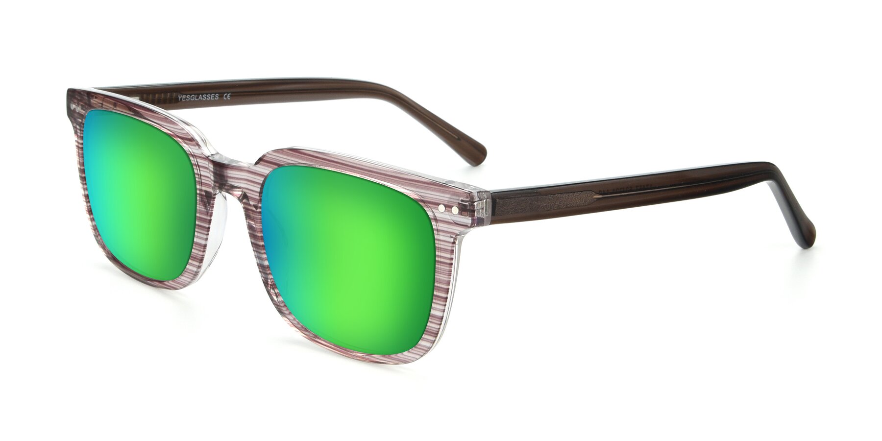 Angle of 17457 in Stripe Brown with Green Mirrored Lenses