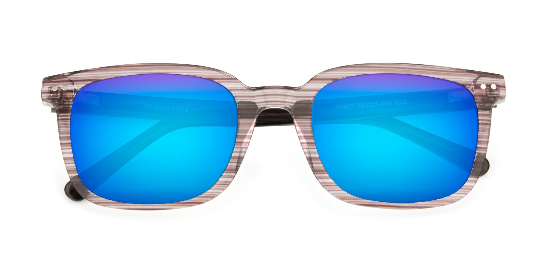 Folded Front of 17457 in Stripe Brown with Blue Mirrored Lenses