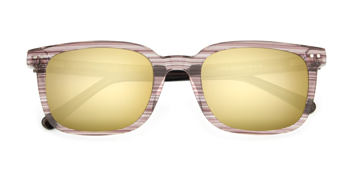 17457 - Stripe Brown Flash Mirrored Sunglasses