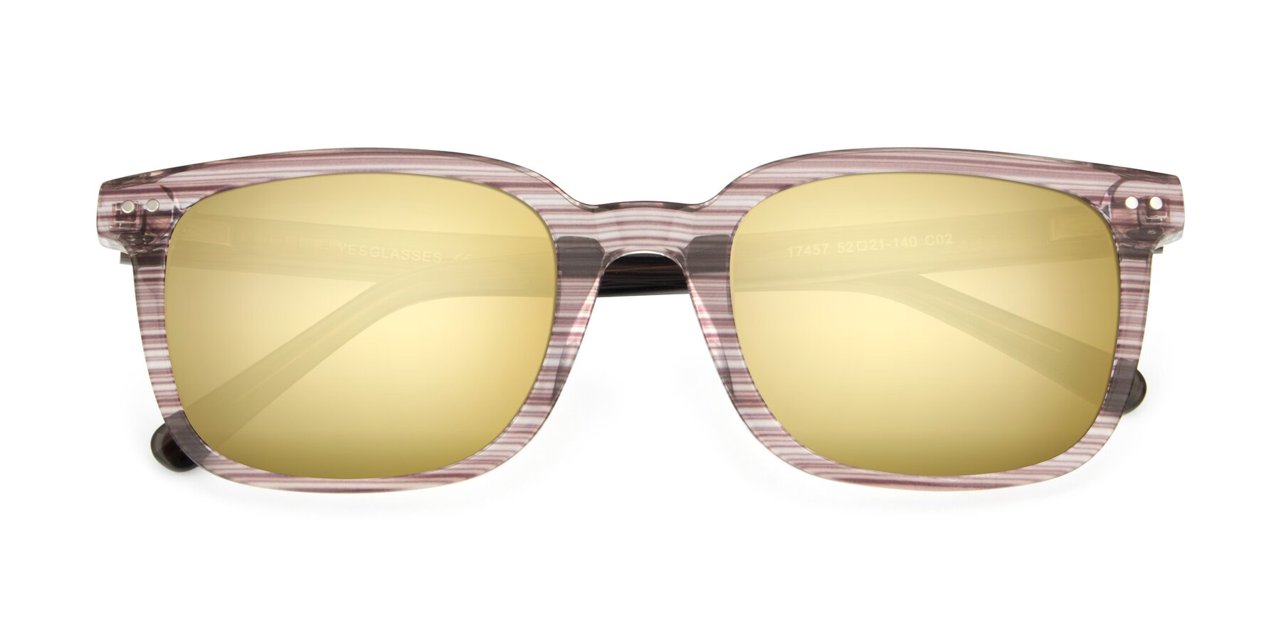 Folded Front of 17457 in Stripe Brown with Gold Mirrored Lenses