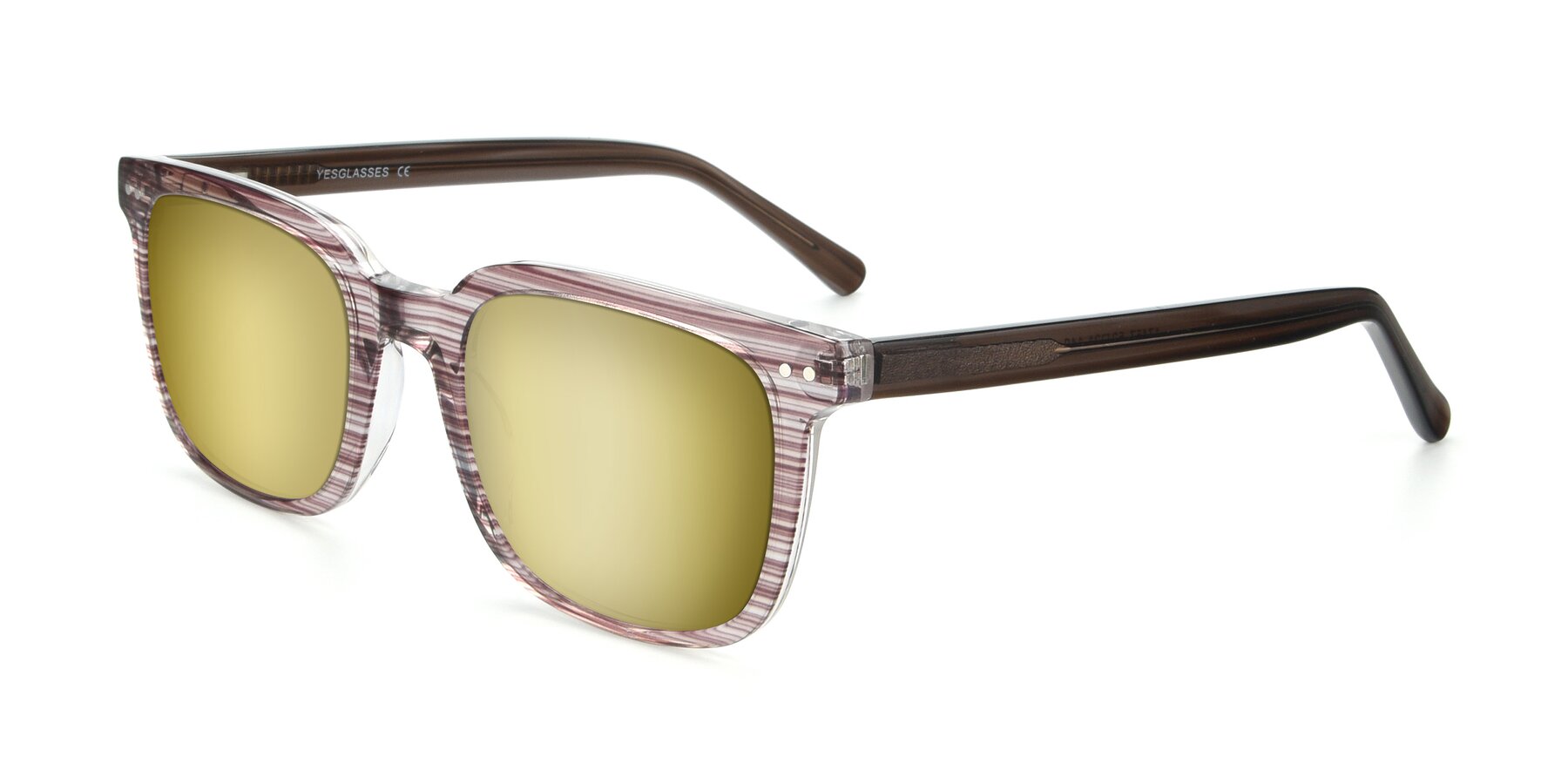 Angle of 17457 in Stripe Brown with Gold Mirrored Lenses