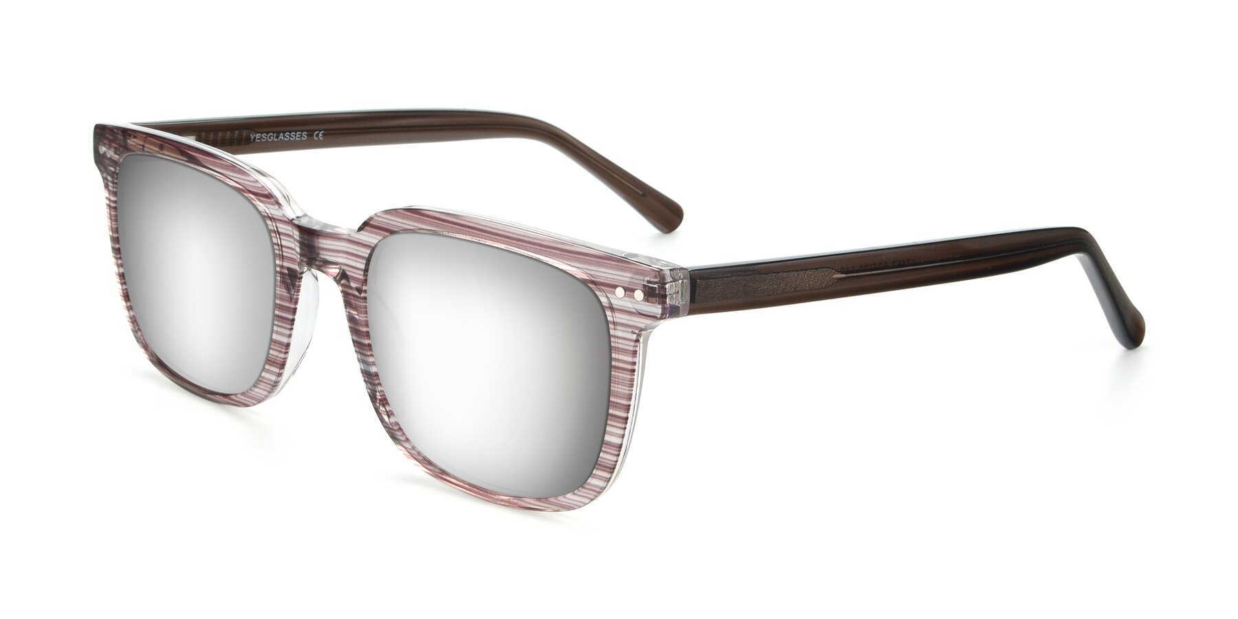 Angle of 17457 in Stripe Brown with Silver Mirrored Lenses