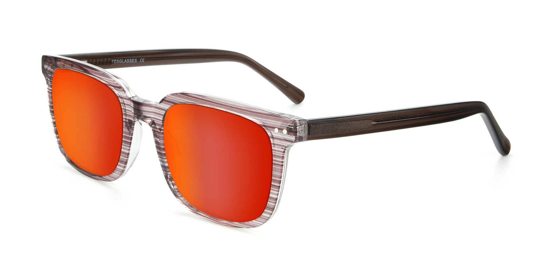 Angle of 17457 in Stripe Brown with Red Gold Mirrored Lenses