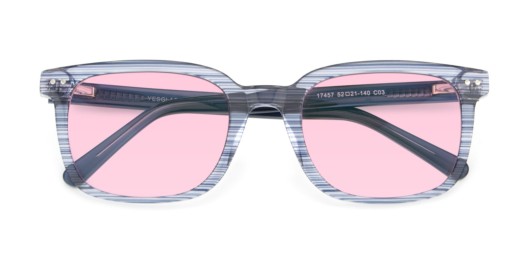 Folded Front of 17457 in Stripe Blue with Light Pink Tinted Lenses