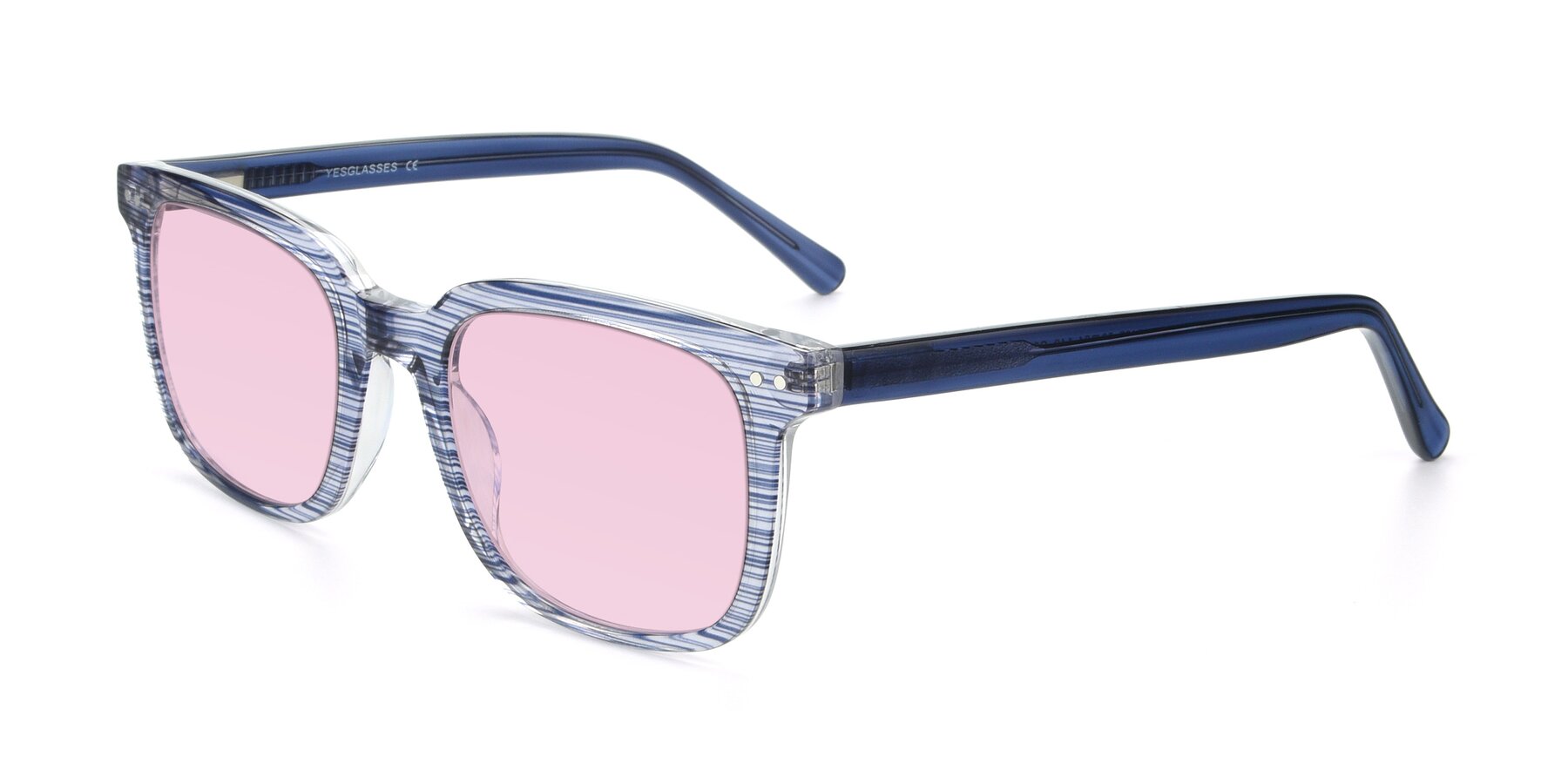 Angle of 17457 in Stripe Blue with Light Pink Tinted Lenses