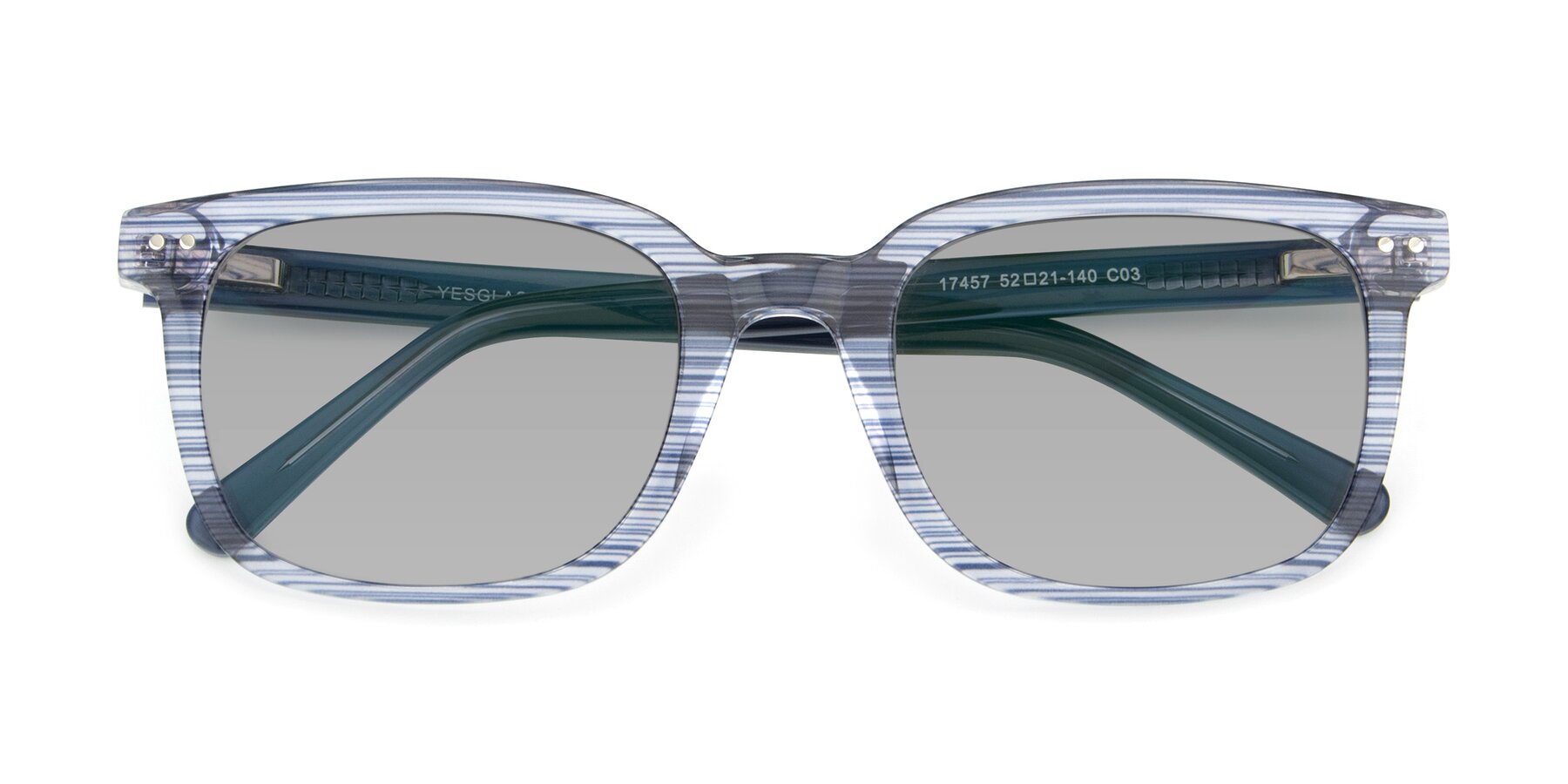 Folded Front of 17457 in Stripe Blue with Light Gray Tinted Lenses