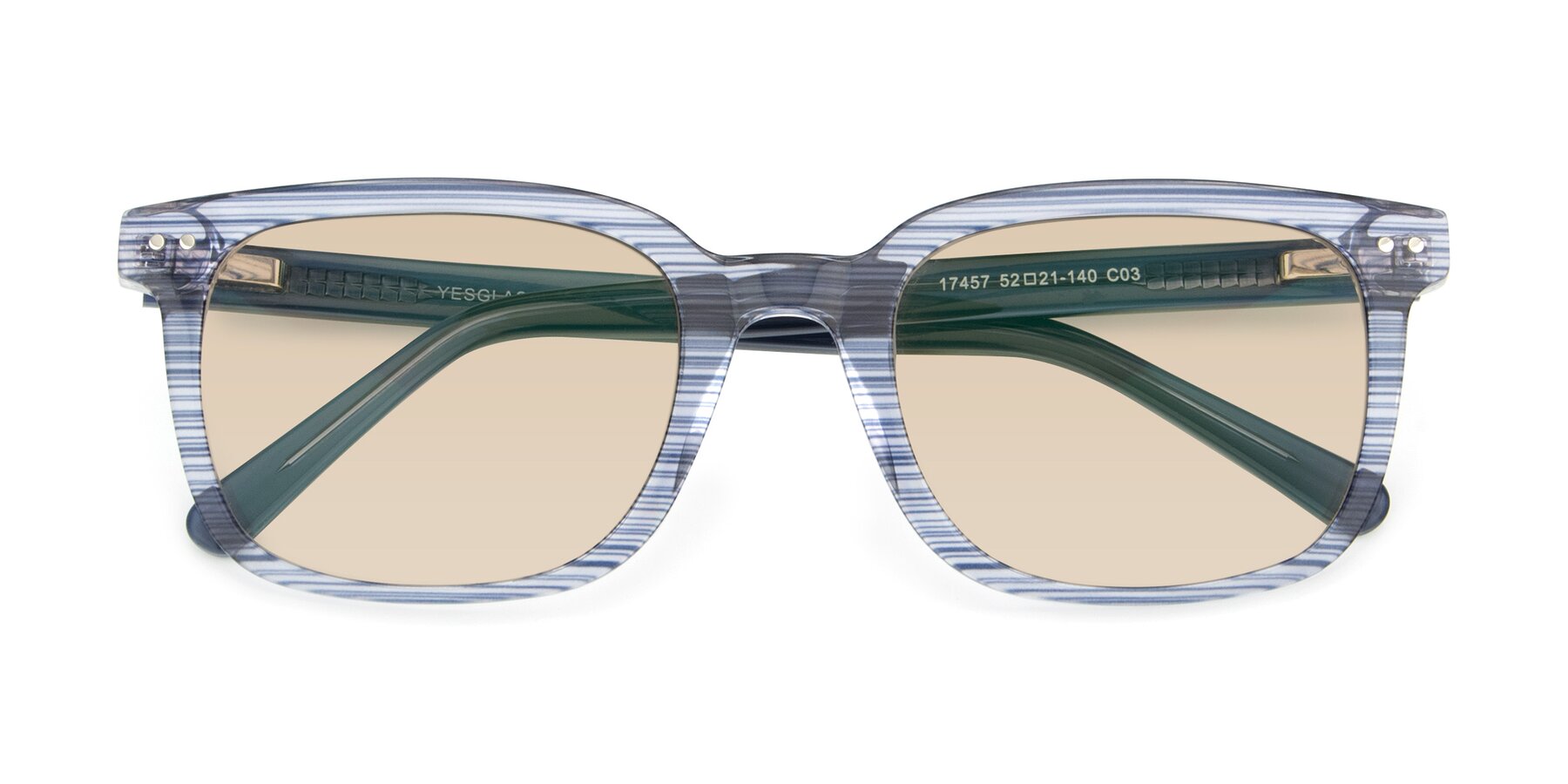 Folded Front of 17457 in Stripe Blue with Light Brown Tinted Lenses