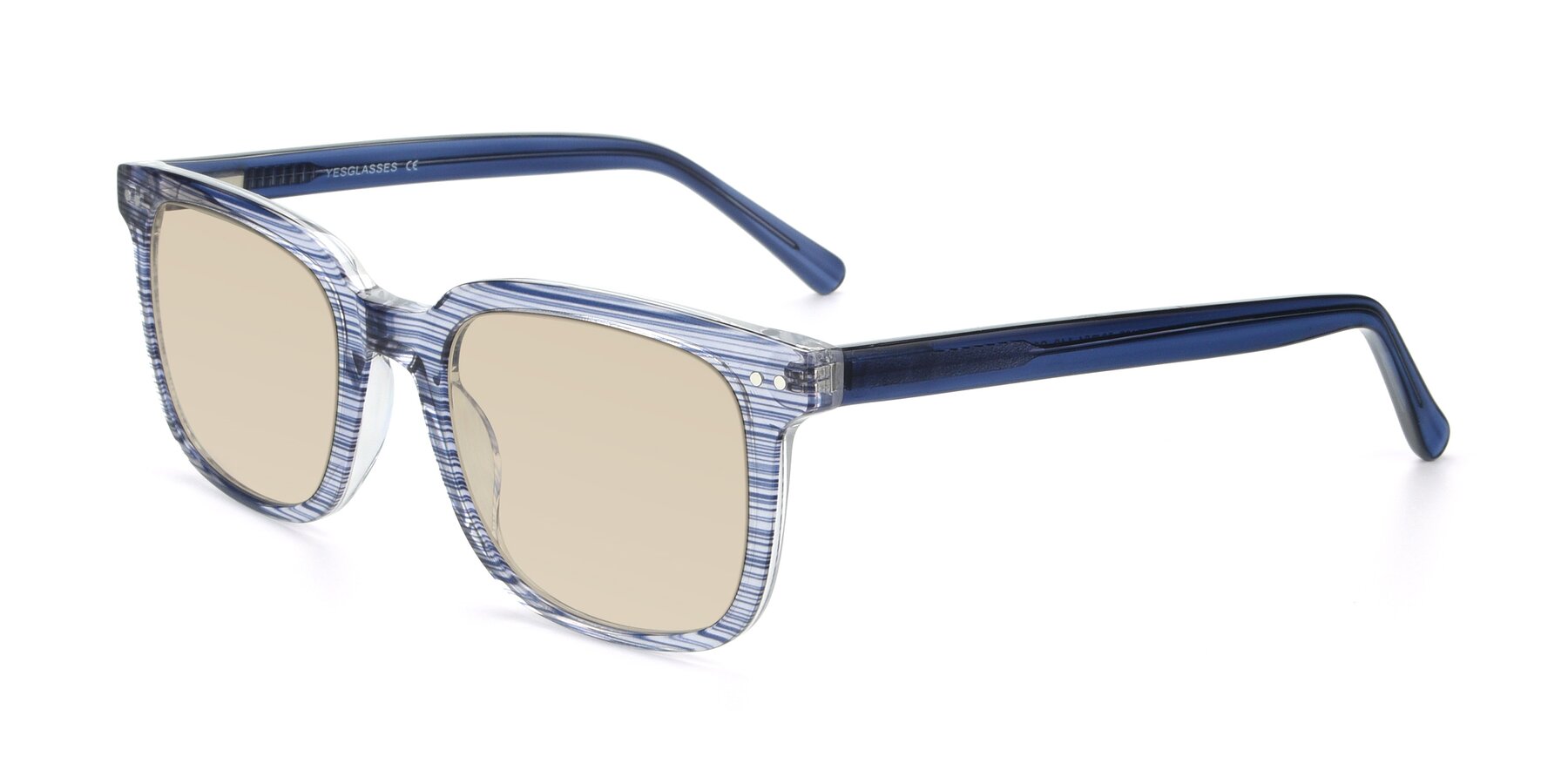 Angle of 17457 in Stripe Blue with Light Brown Tinted Lenses