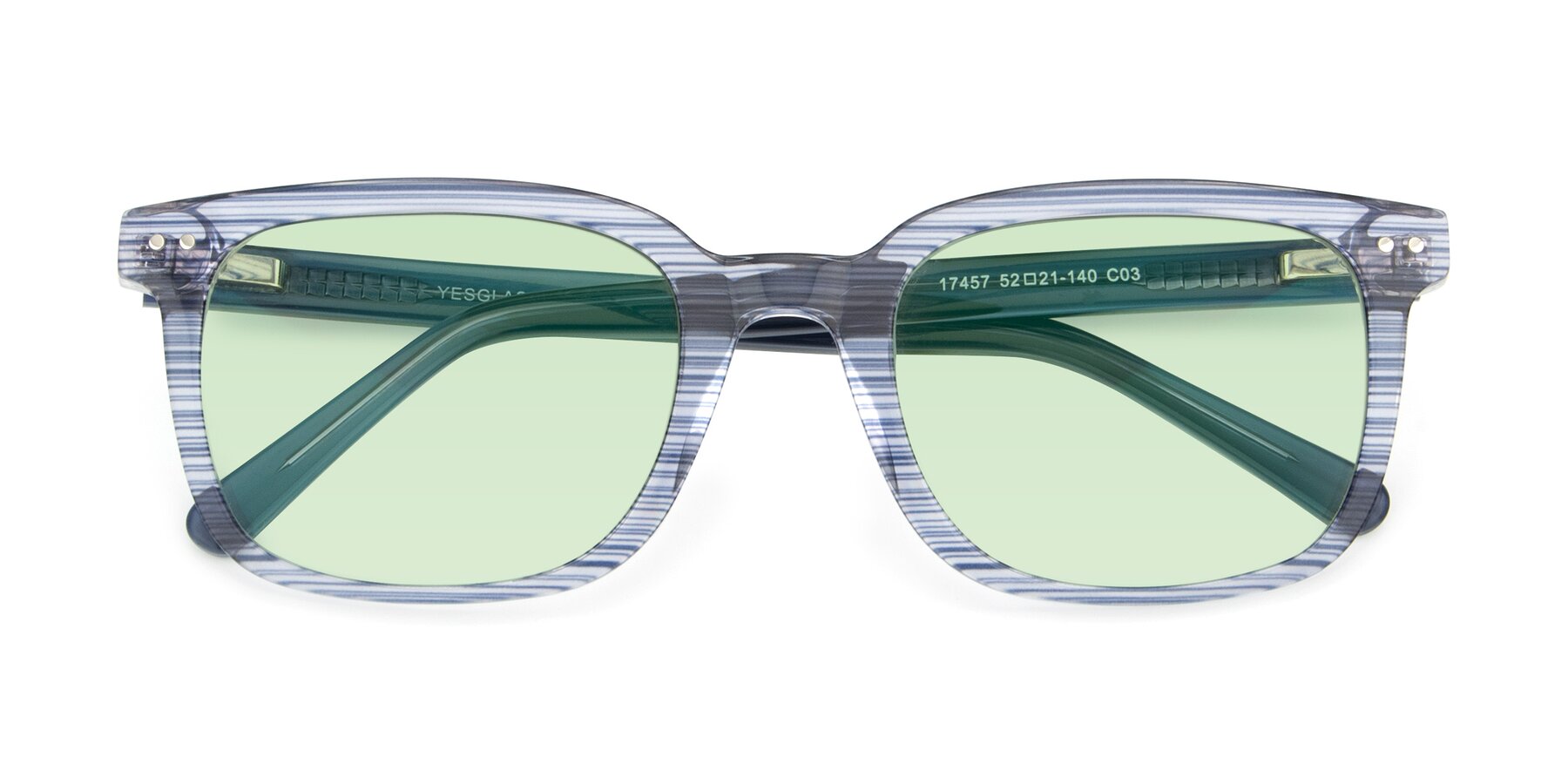 Folded Front of 17457 in Stripe Blue with Light Green Tinted Lenses