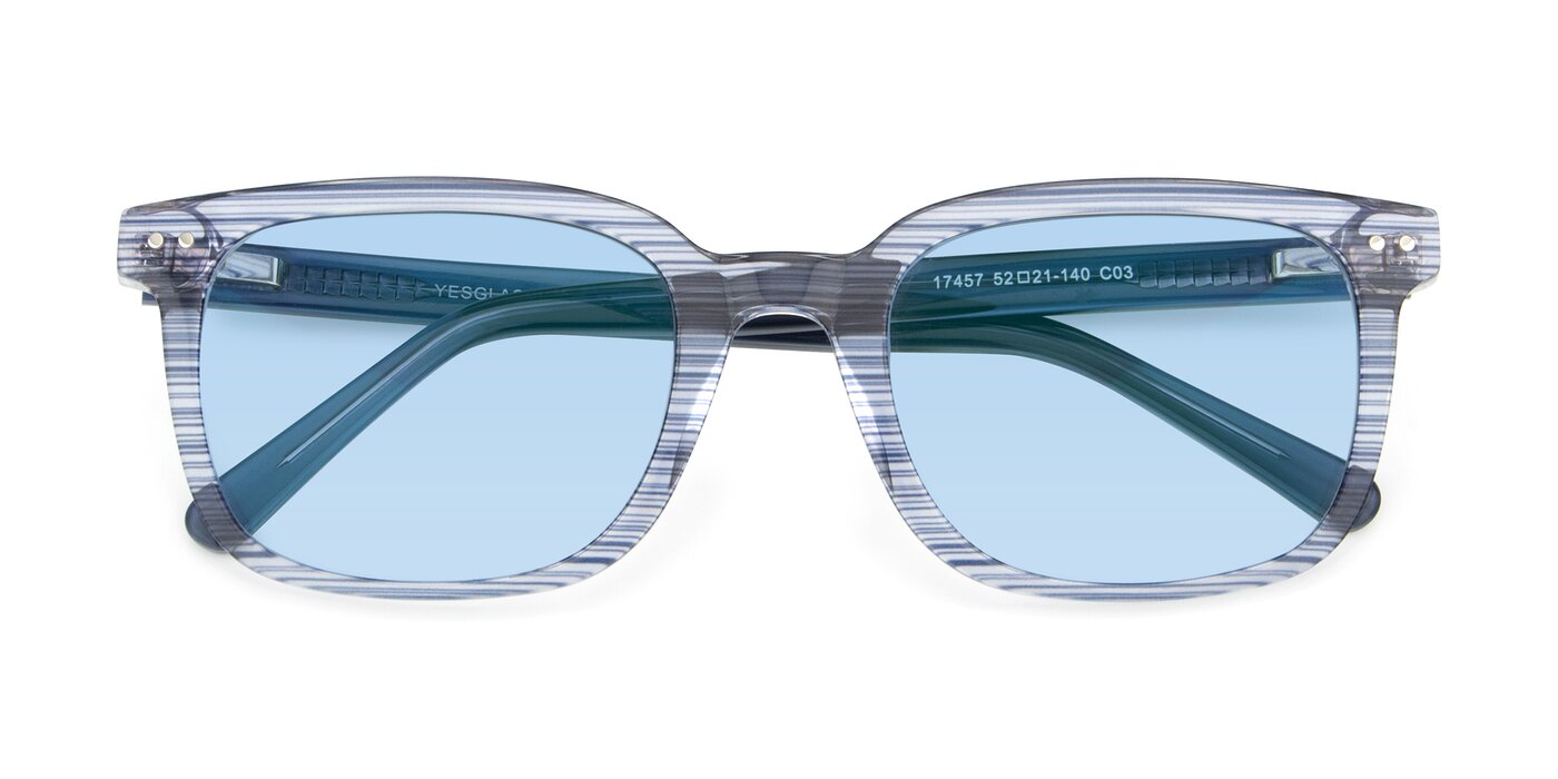 17457 - Stripe Blue Tinted Sunglasses