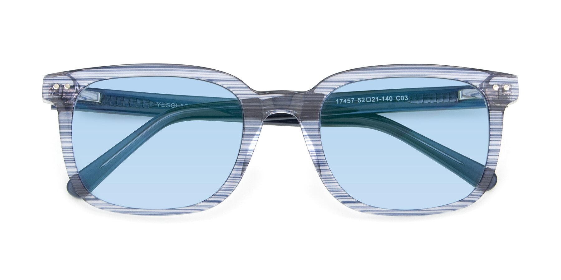 Folded Front of 17457 in Stripe Blue with Light Blue Tinted Lenses