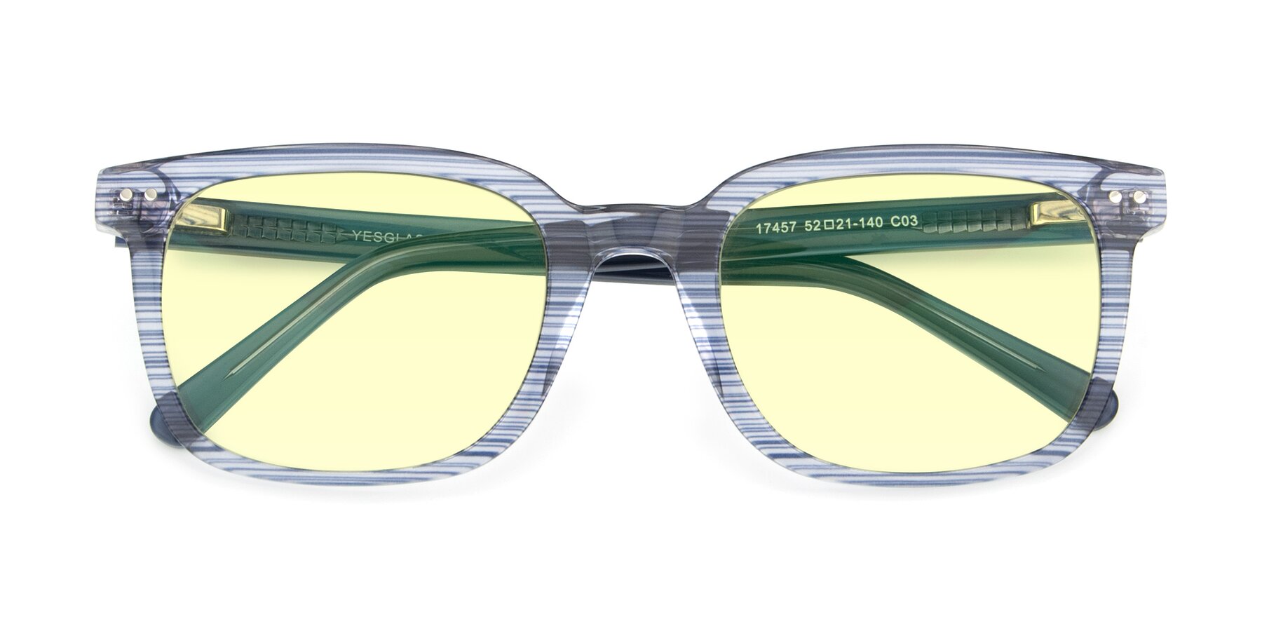 Folded Front of 17457 in Stripe Blue with Light Yellow Tinted Lenses