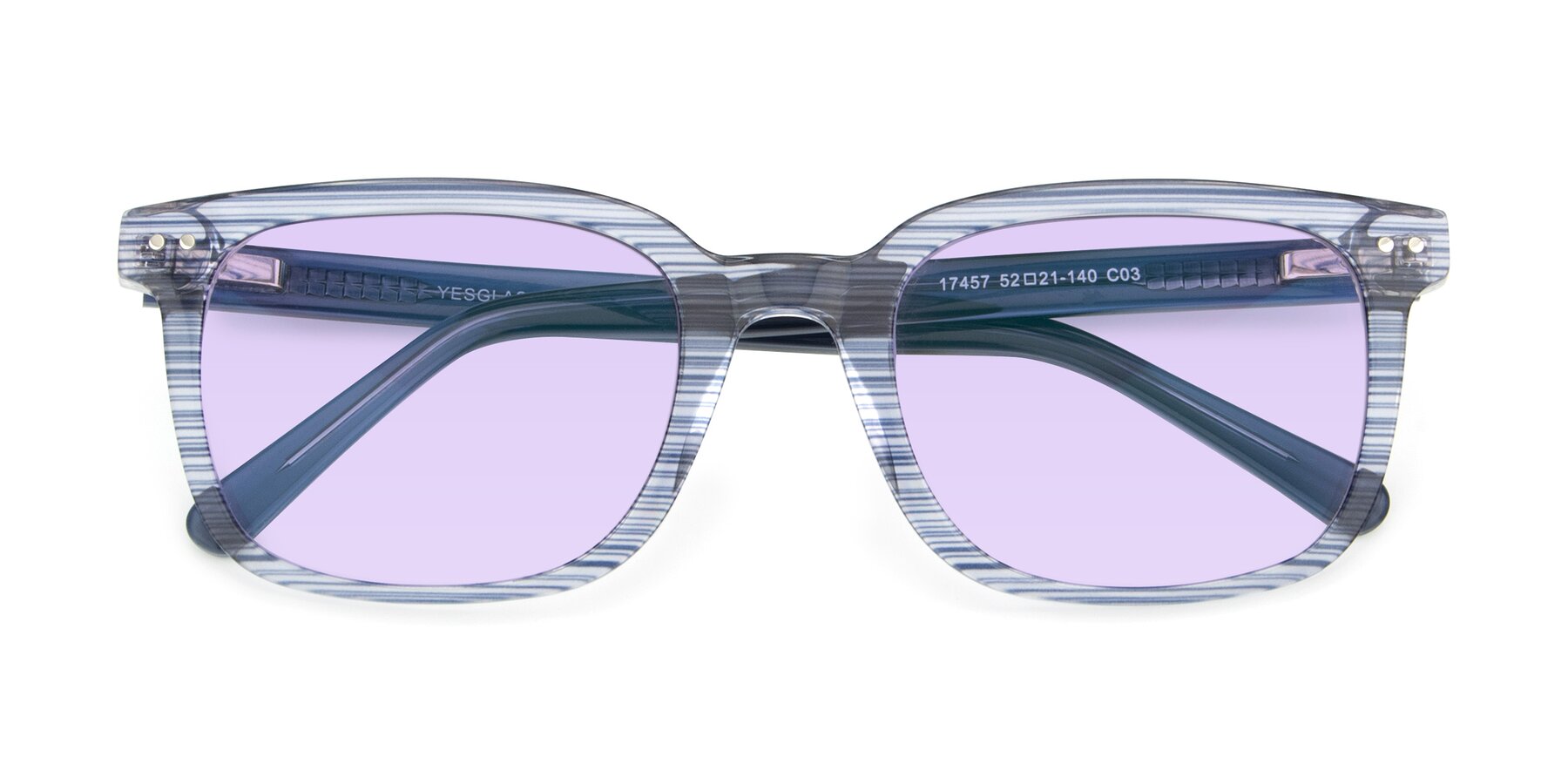 Folded Front of 17457 in Stripe Blue with Light Purple Tinted Lenses