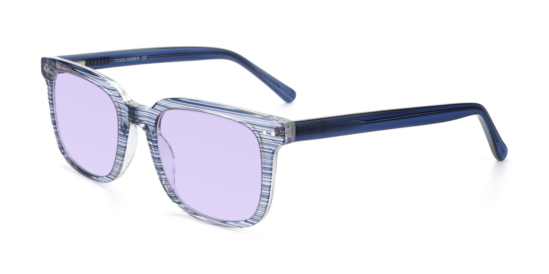 Angle of 17457 in Stripe Blue with Light Purple Tinted Lenses