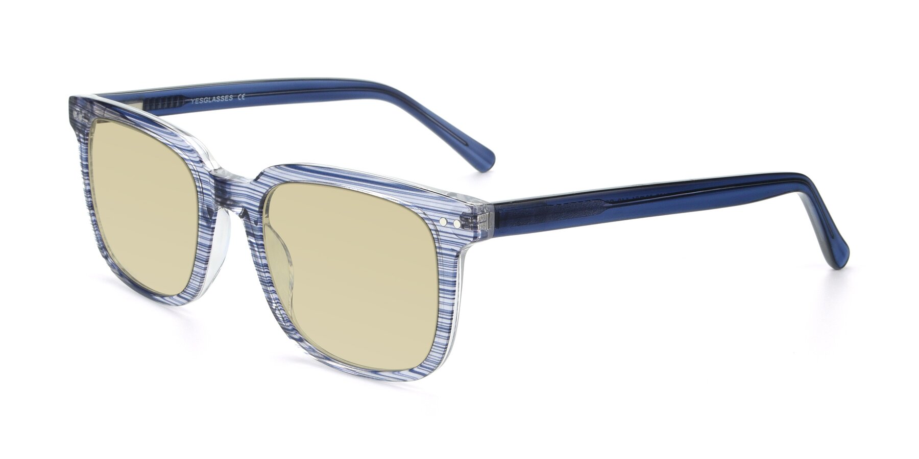Angle of 17457 in Stripe Blue with Light Champagne Tinted Lenses