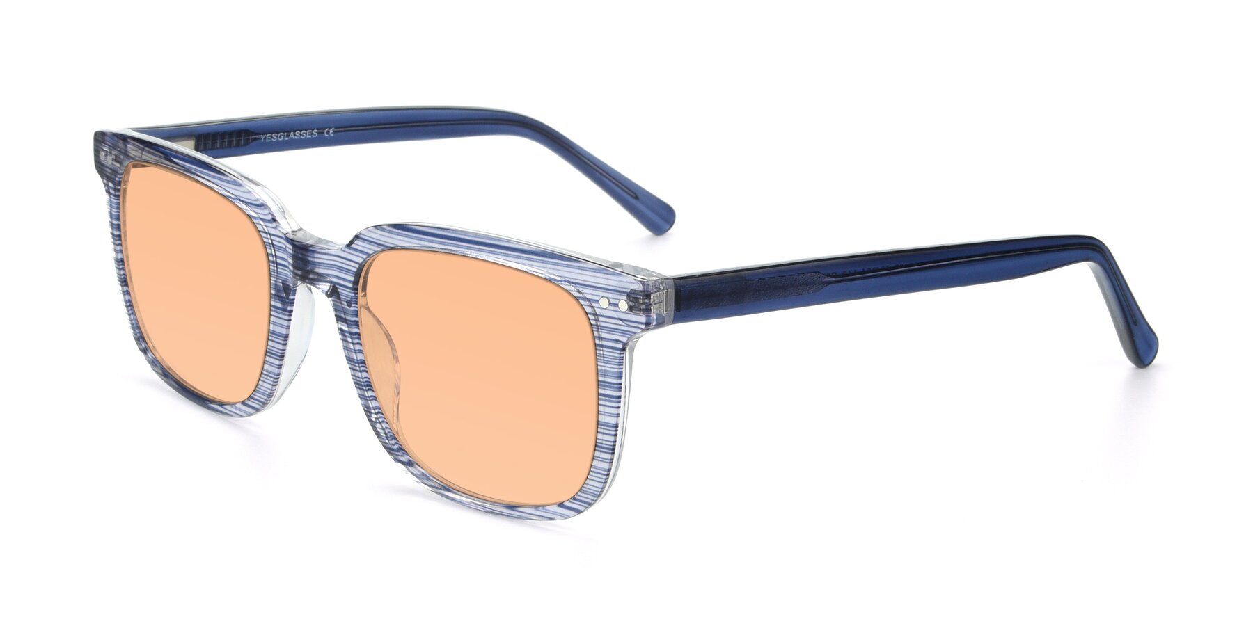 Angle of 17457 in Stripe Blue with Light Orange Tinted Lenses
