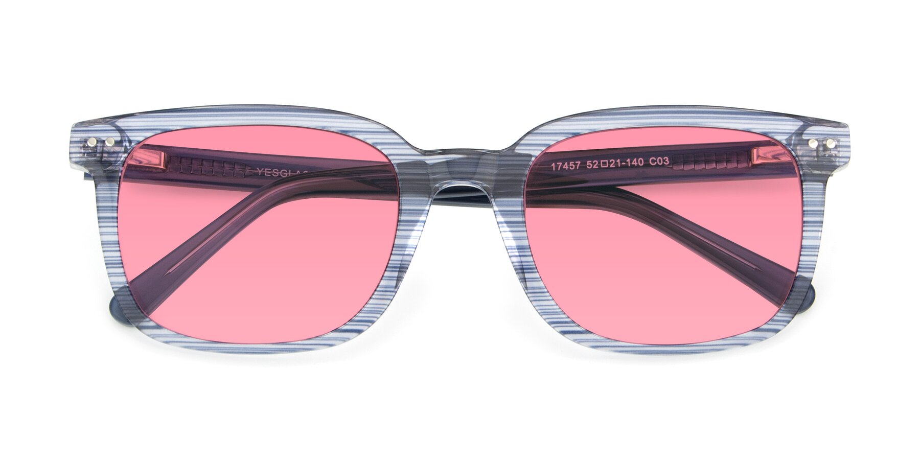 Folded Front of 17457 in Stripe Blue with Pink Tinted Lenses
