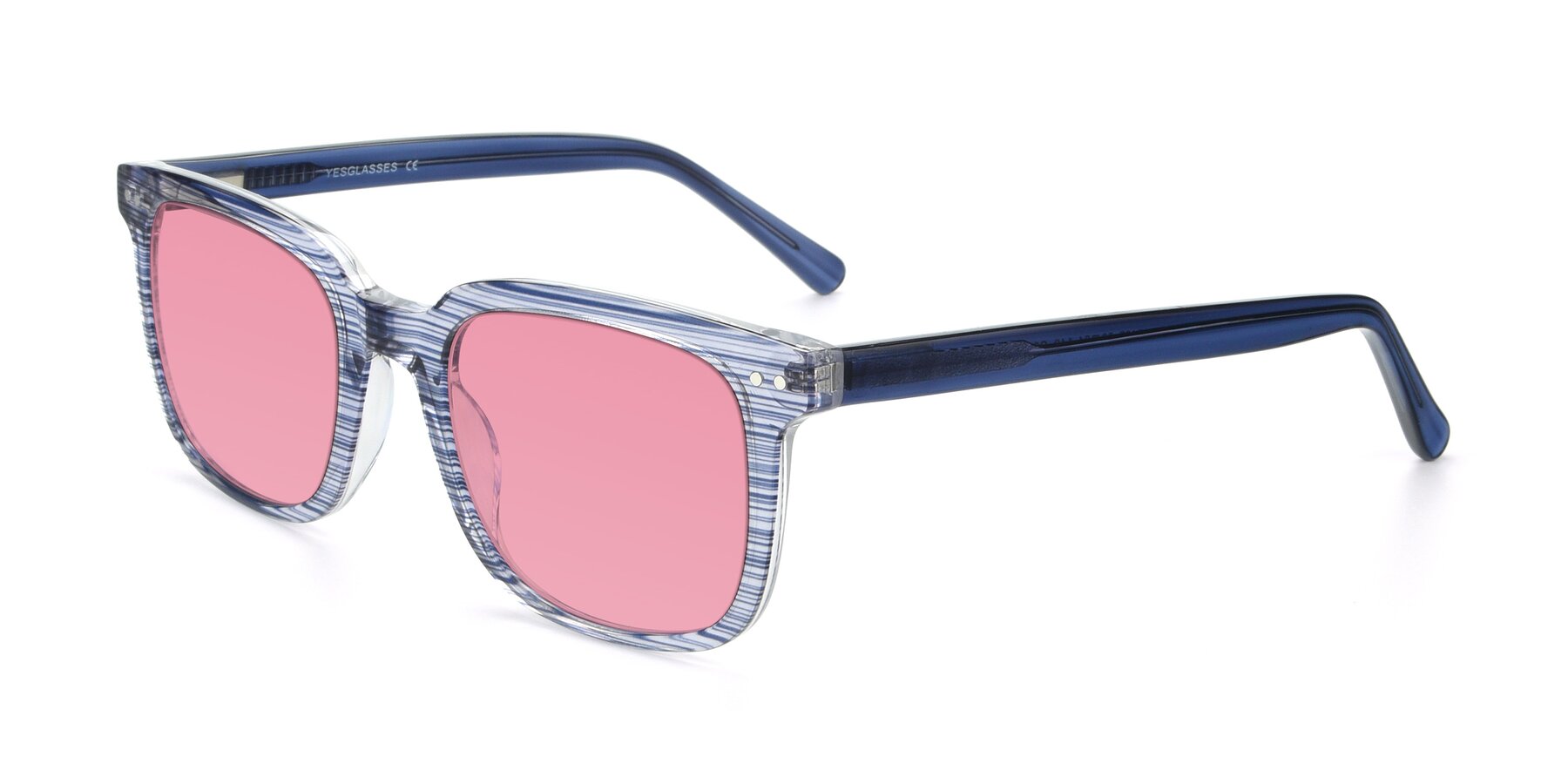 Angle of 17457 in Stripe Blue with Pink Tinted Lenses