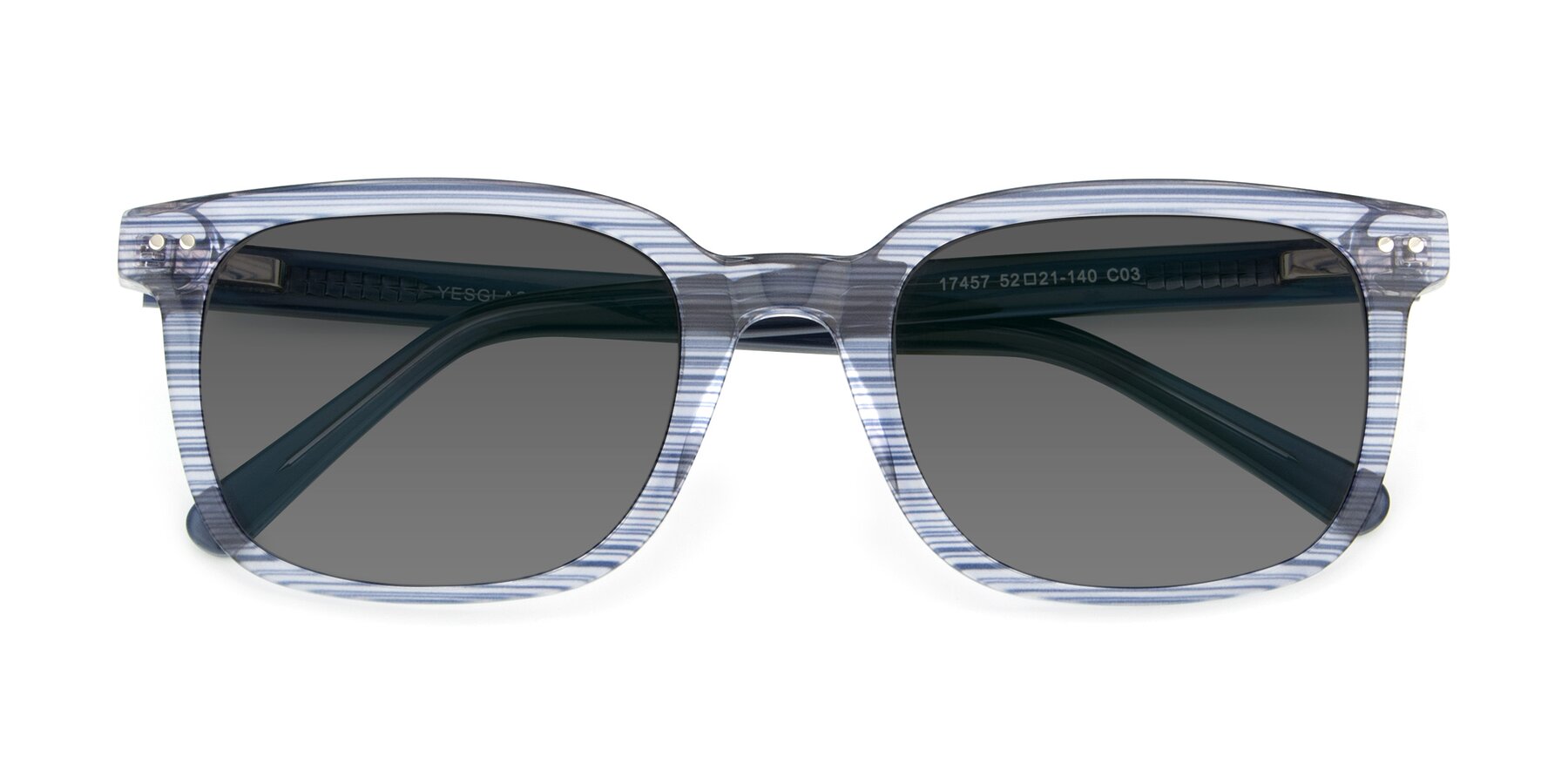 Folded Front of 17457 in Stripe Blue with Medium Gray Tinted Lenses
