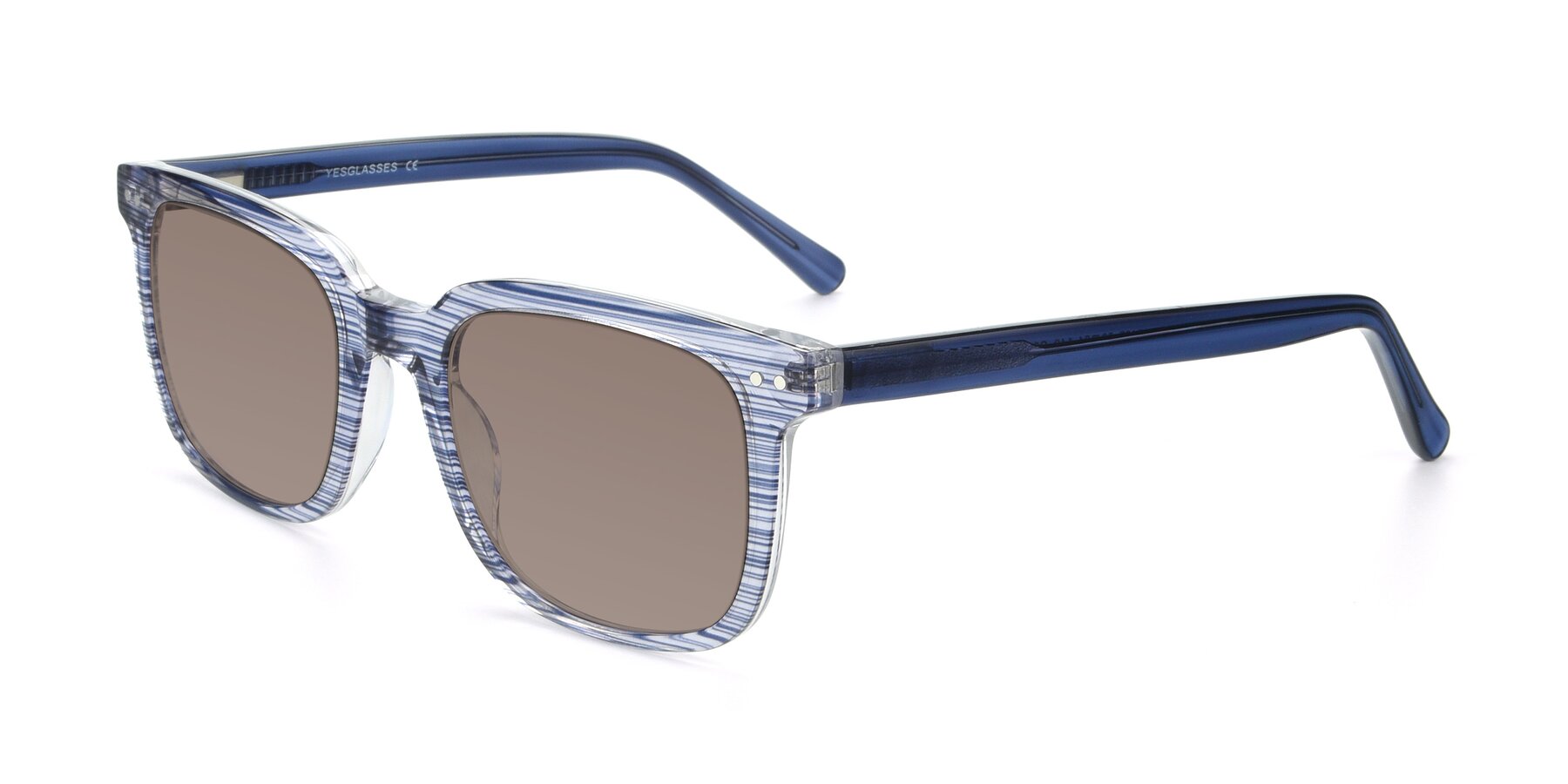 Angle of 17457 in Stripe Blue with Medium Brown Tinted Lenses