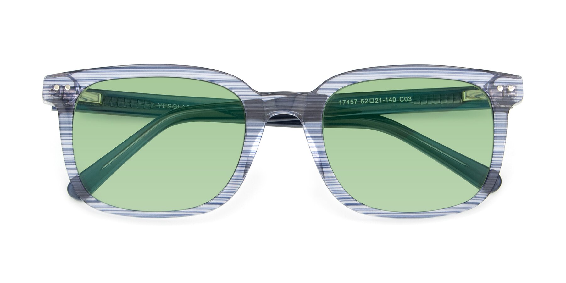 Folded Front of 17457 in Stripe Blue with Medium Green Tinted Lenses