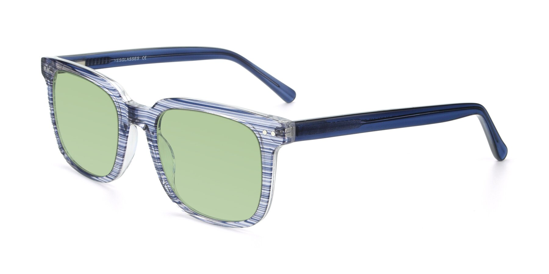 Angle of 17457 in Stripe Blue with Medium Green Tinted Lenses