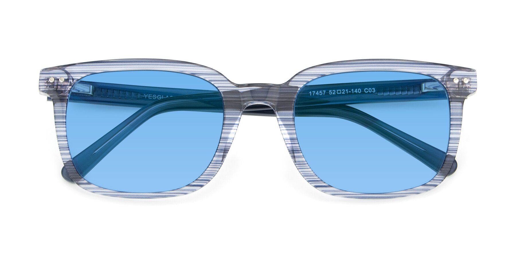 Folded Front of 17457 in Stripe Blue with Medium Blue Tinted Lenses