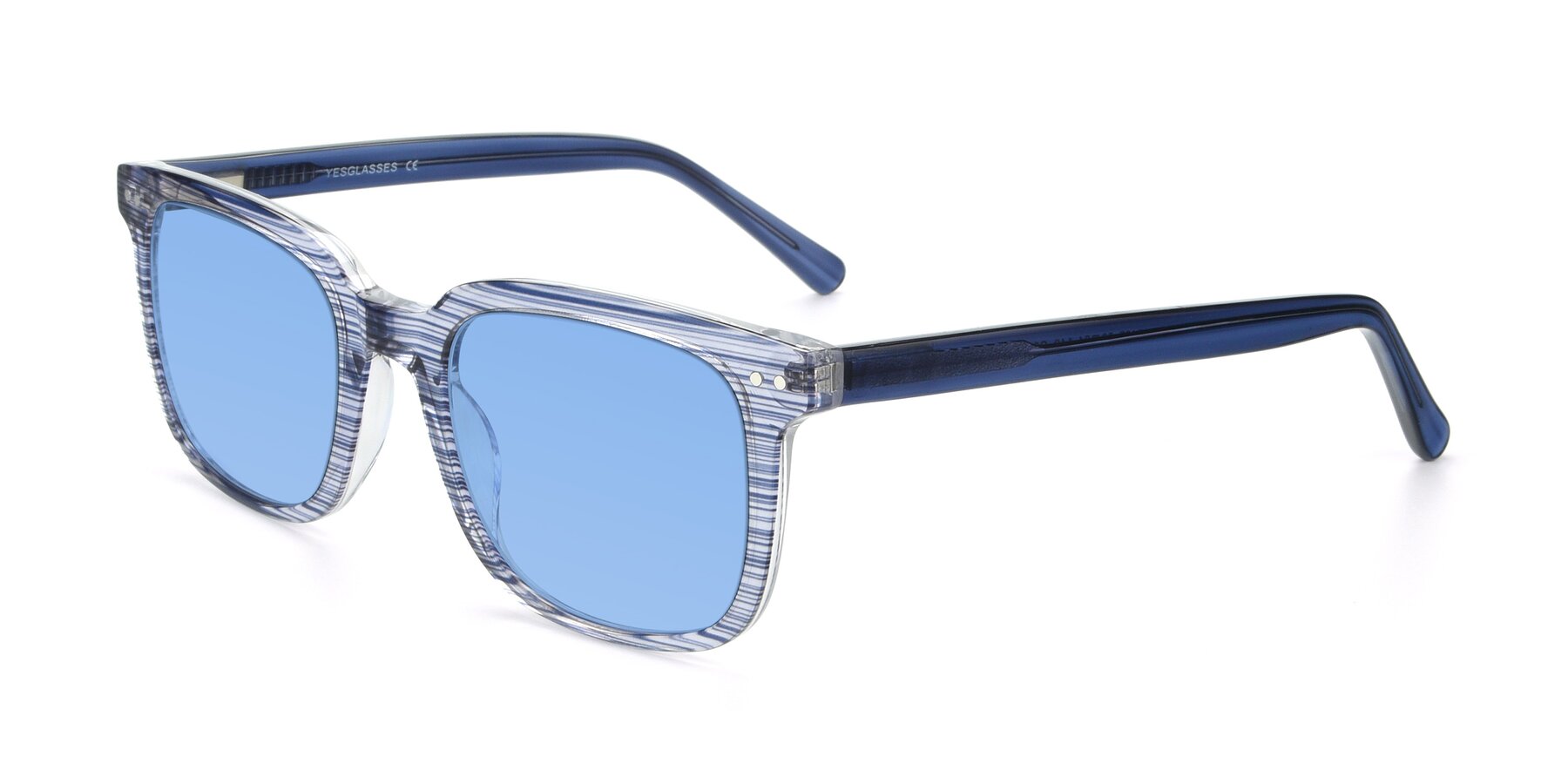 Angle of 17457 in Stripe Blue with Medium Blue Tinted Lenses