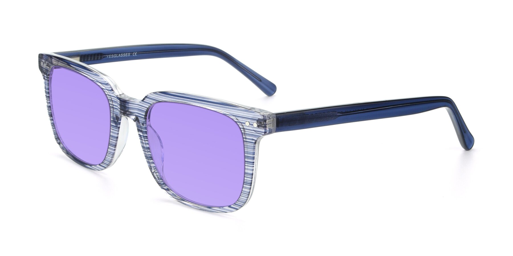 Angle of 17457 in Stripe Blue with Medium Purple Tinted Lenses