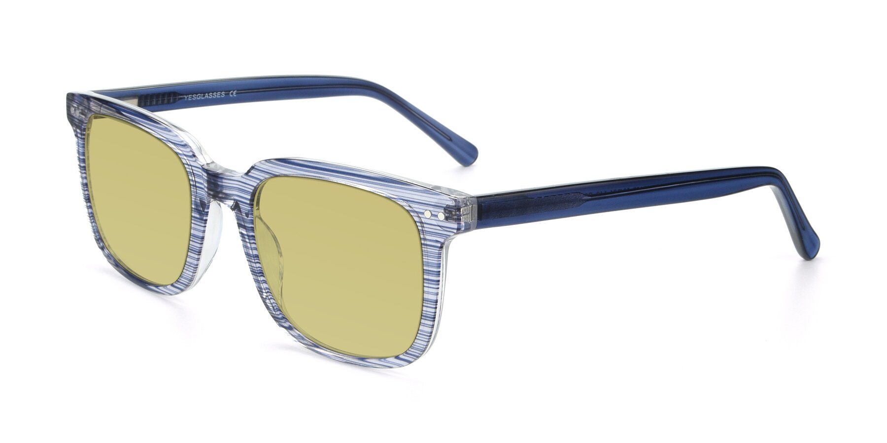 Angle of 17457 in Stripe Blue with Medium Champagne Tinted Lenses