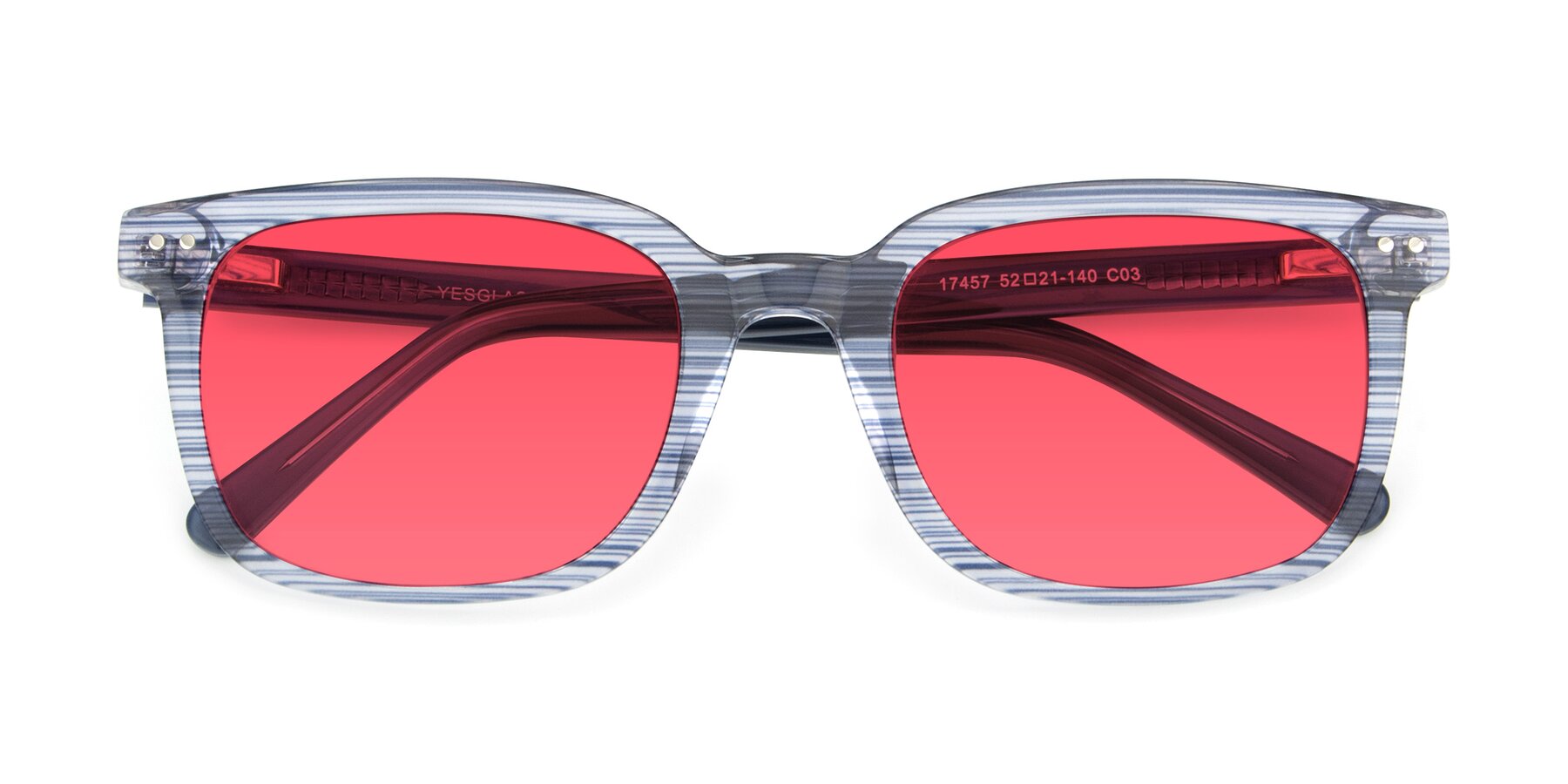 Folded Front of 17457 in Stripe Blue with Red Tinted Lenses
